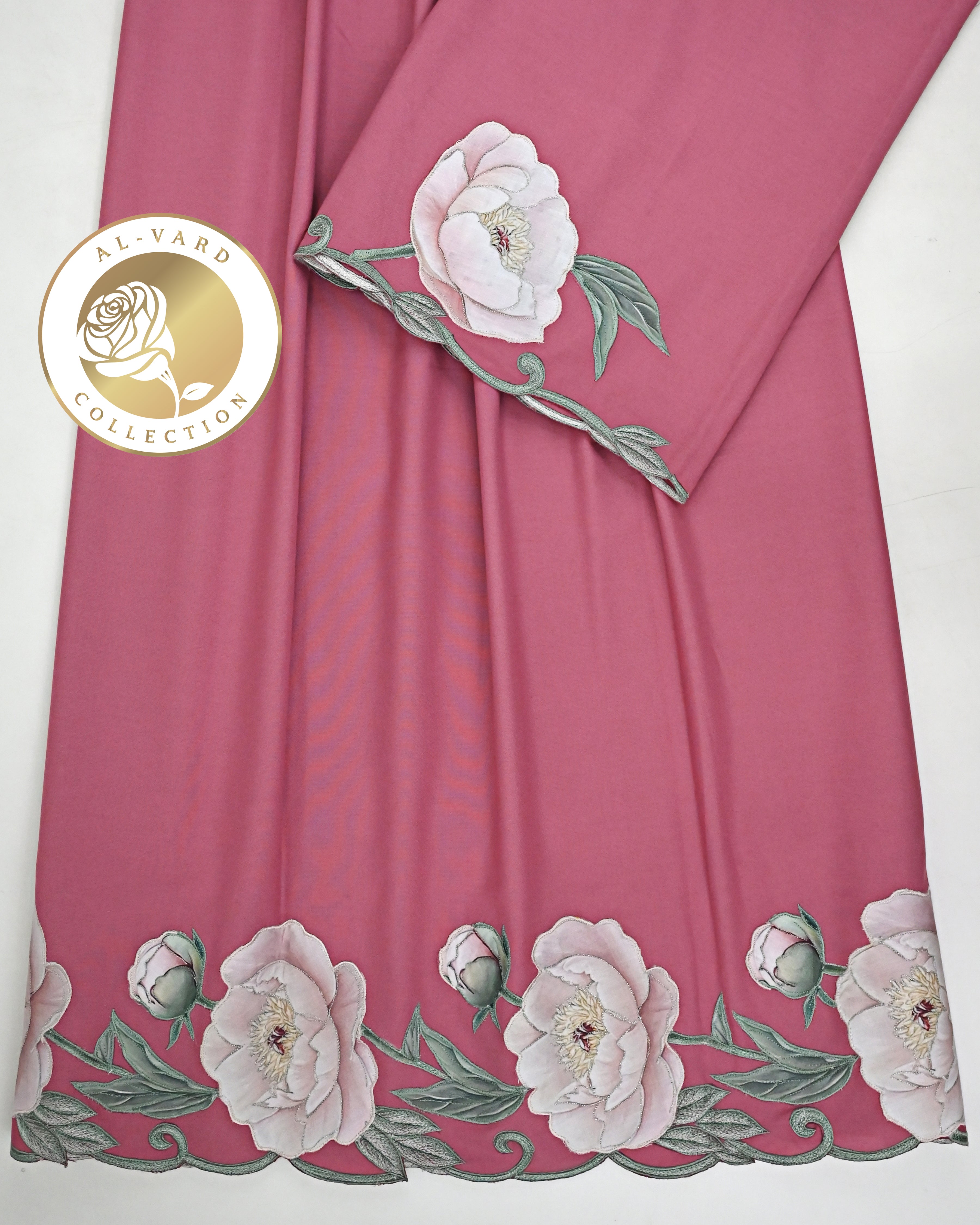 Rosey Mauve Rida With Floral Applique Embroidery & Smart Cut Work