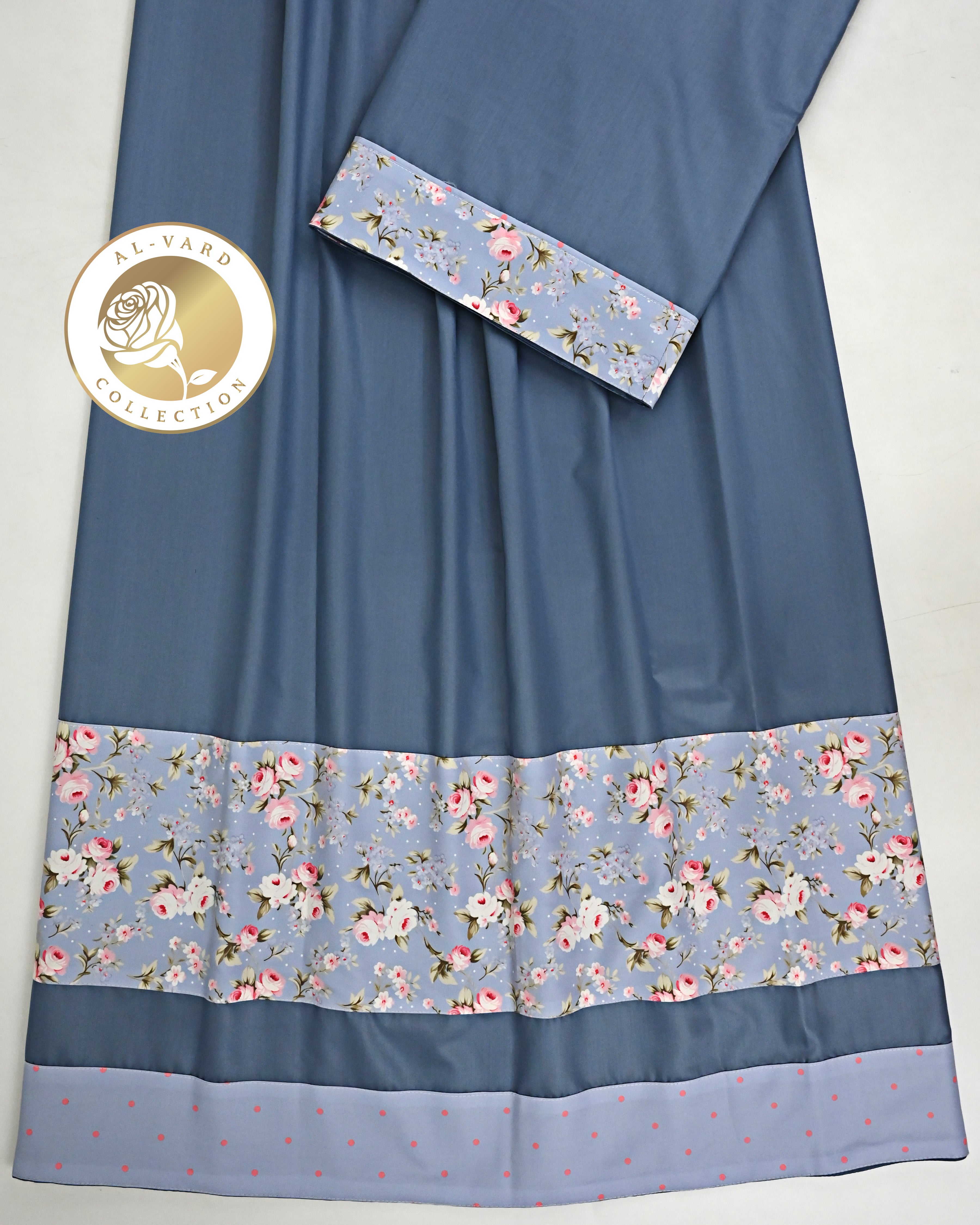Ocean Grey Ohbat Rida With Smart Floral  & Dots Panel-950/-