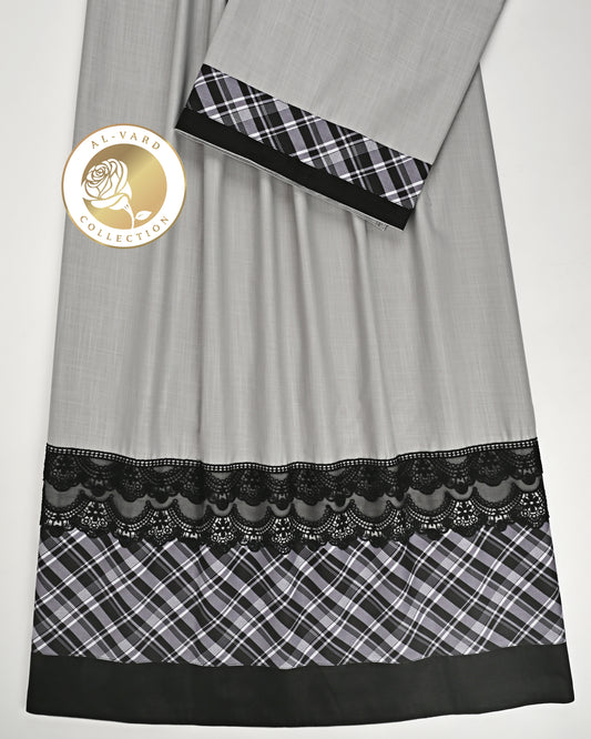Grey Rida With Smart Checks Panel & Black Lace