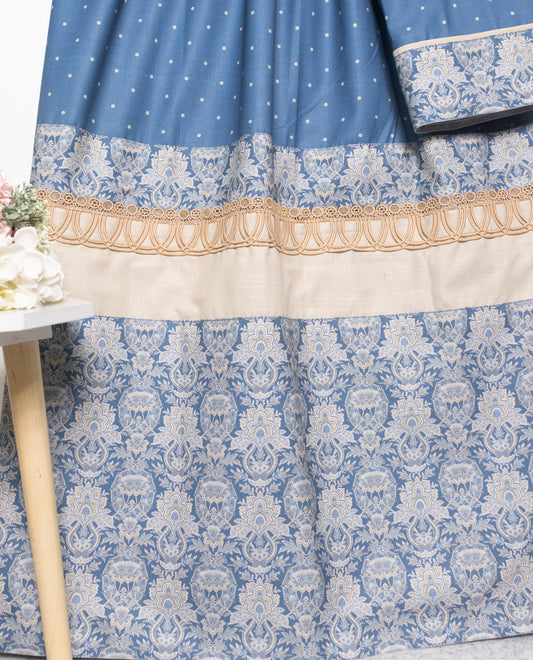 Alvard Denim Blue Dots Rida With Smart Printed Panel & Lace