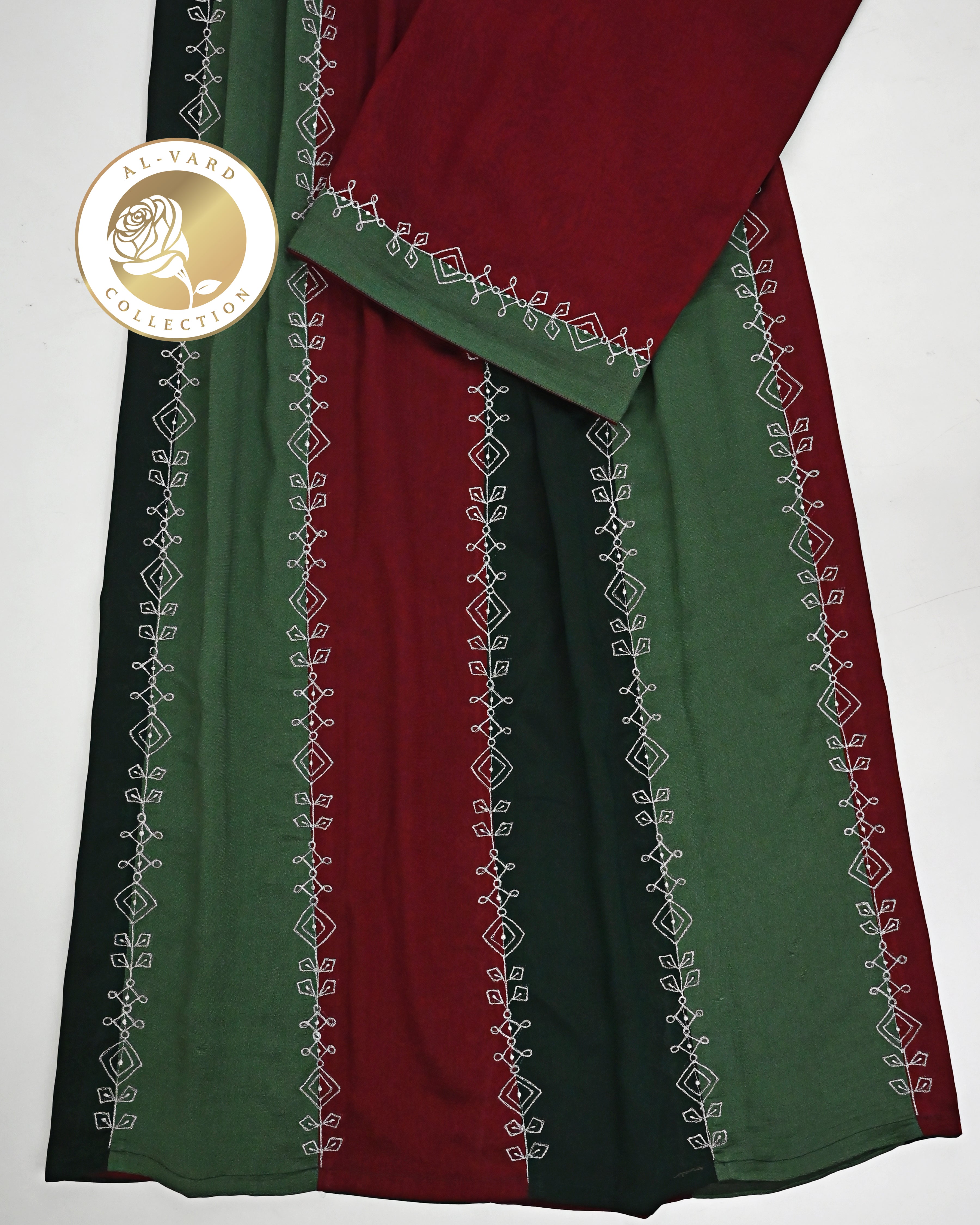Three Dark Color 90grm Silk Rida With Smart Embroidery Border Work-2900/-