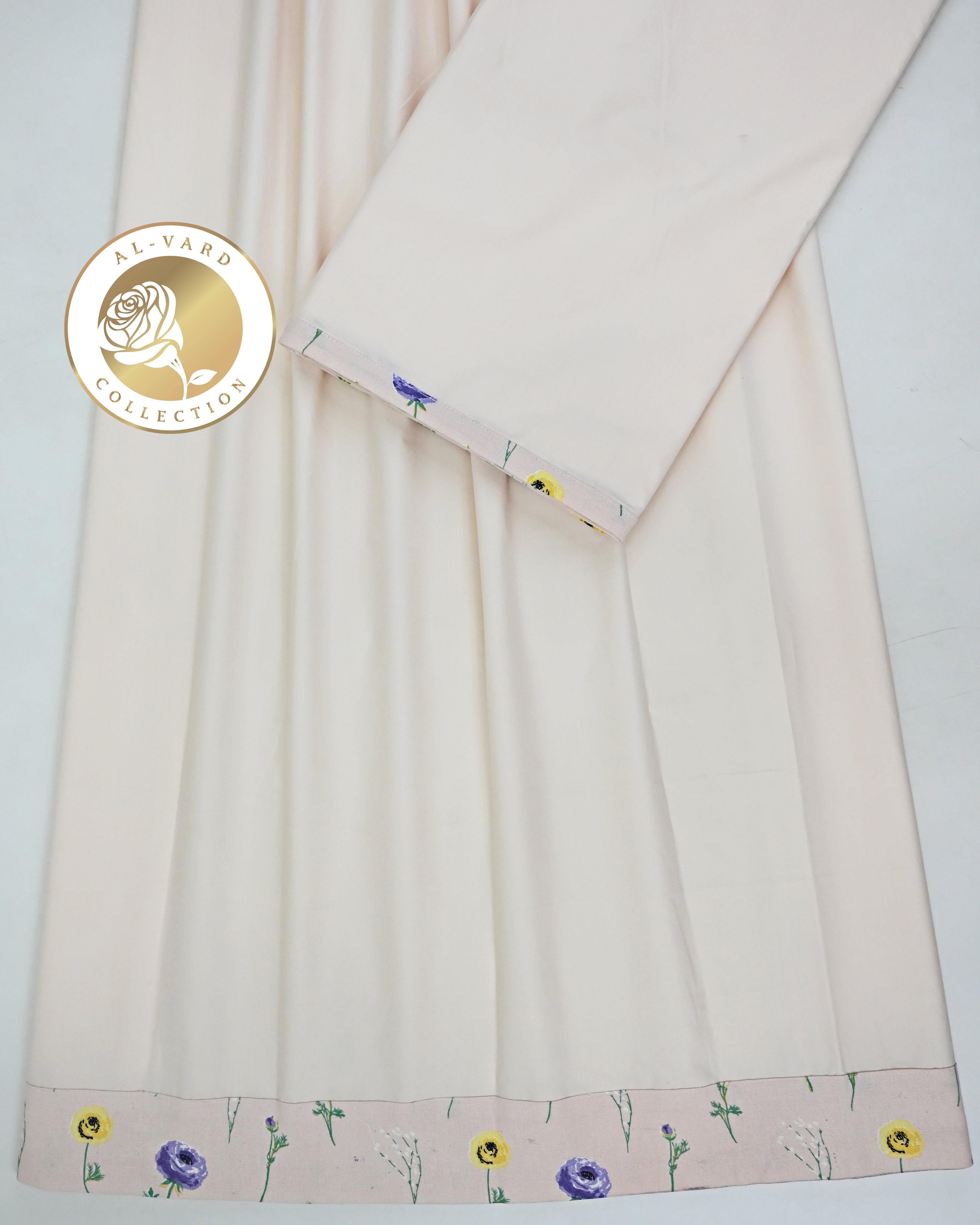 Light Beige Ohbat Rida With Smart Imported Floral Panel