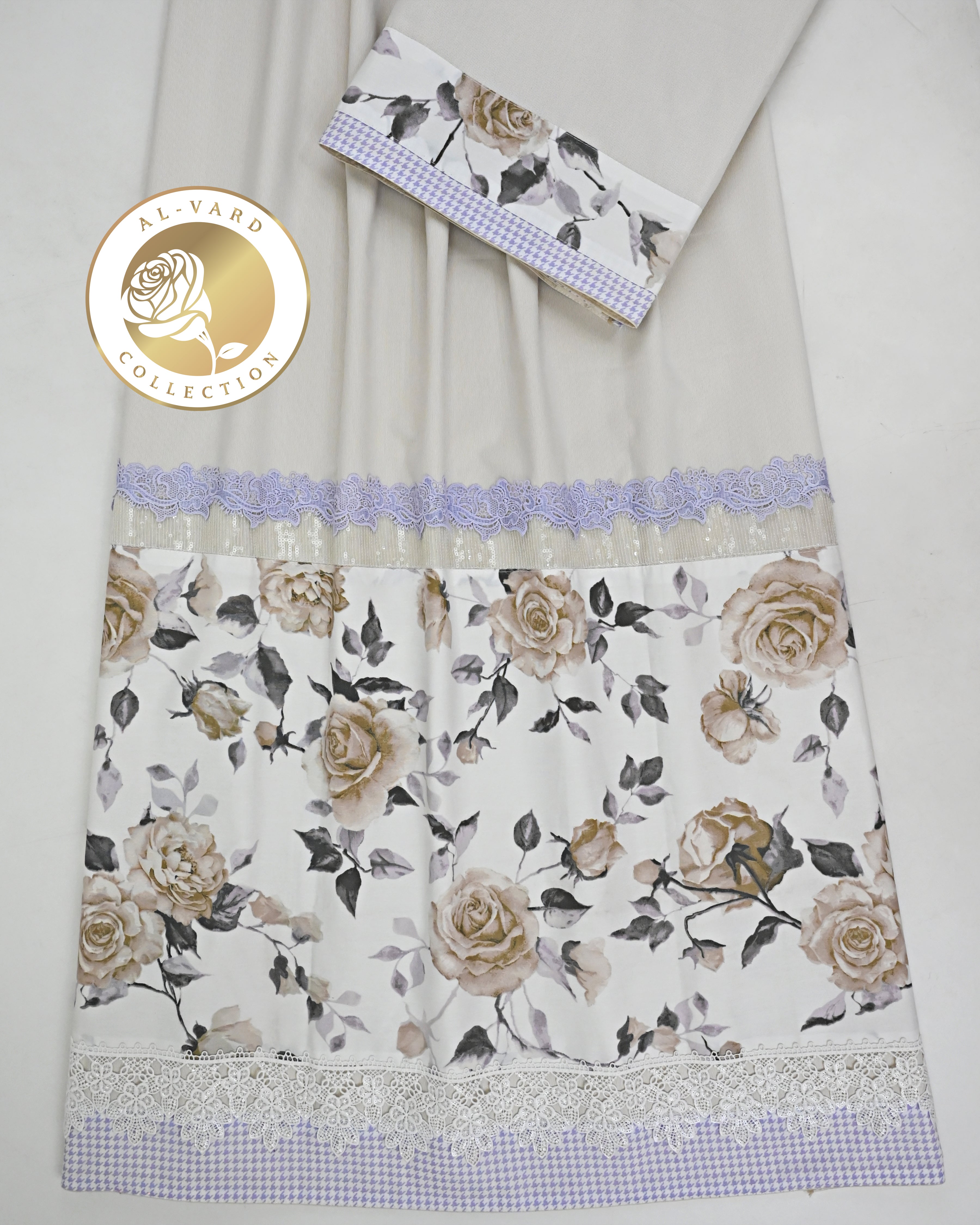 Oatmeal Color Rida With Smart Floral Panel & Smart Sequence Floral Lace