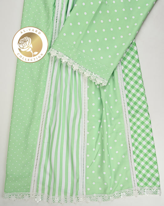 Light Green Rida With Different Design & Fancy Pattern