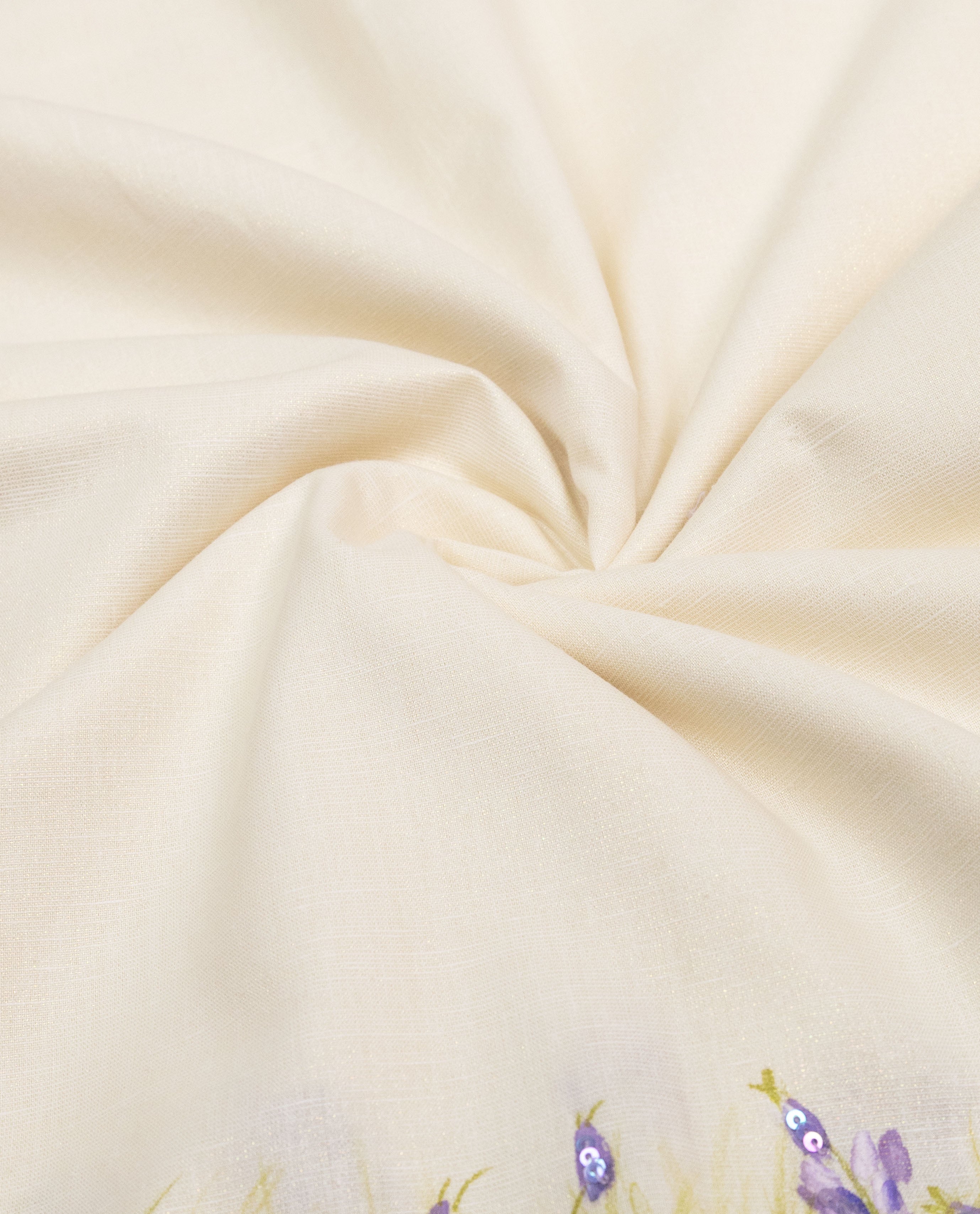 Cream Rida With Smart Floral Hand Painting All Over Tikri & Smart Lace