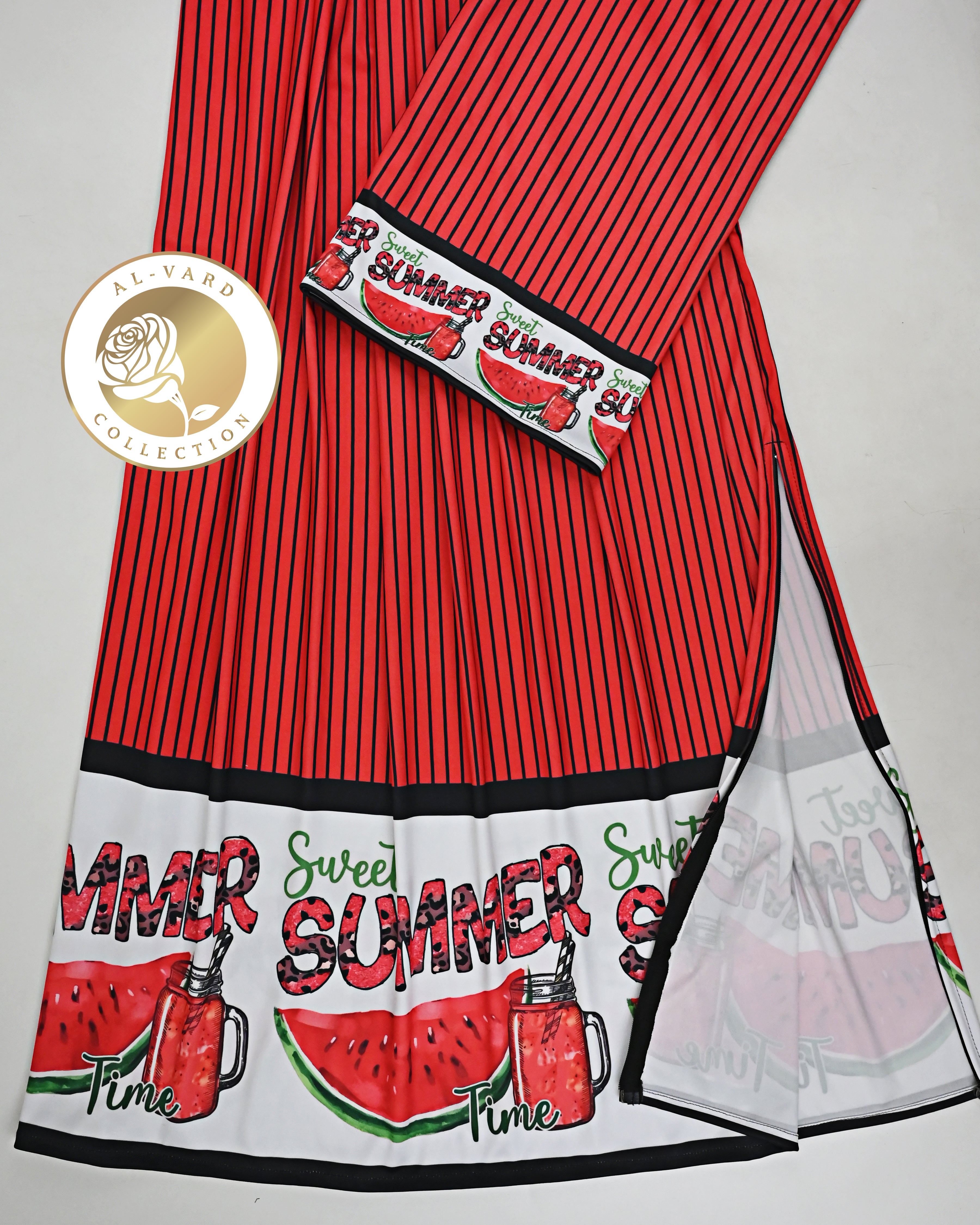 Red Base Black Lining Swim Wear Rida With Watermelon & Sweet Summer Time Printed-