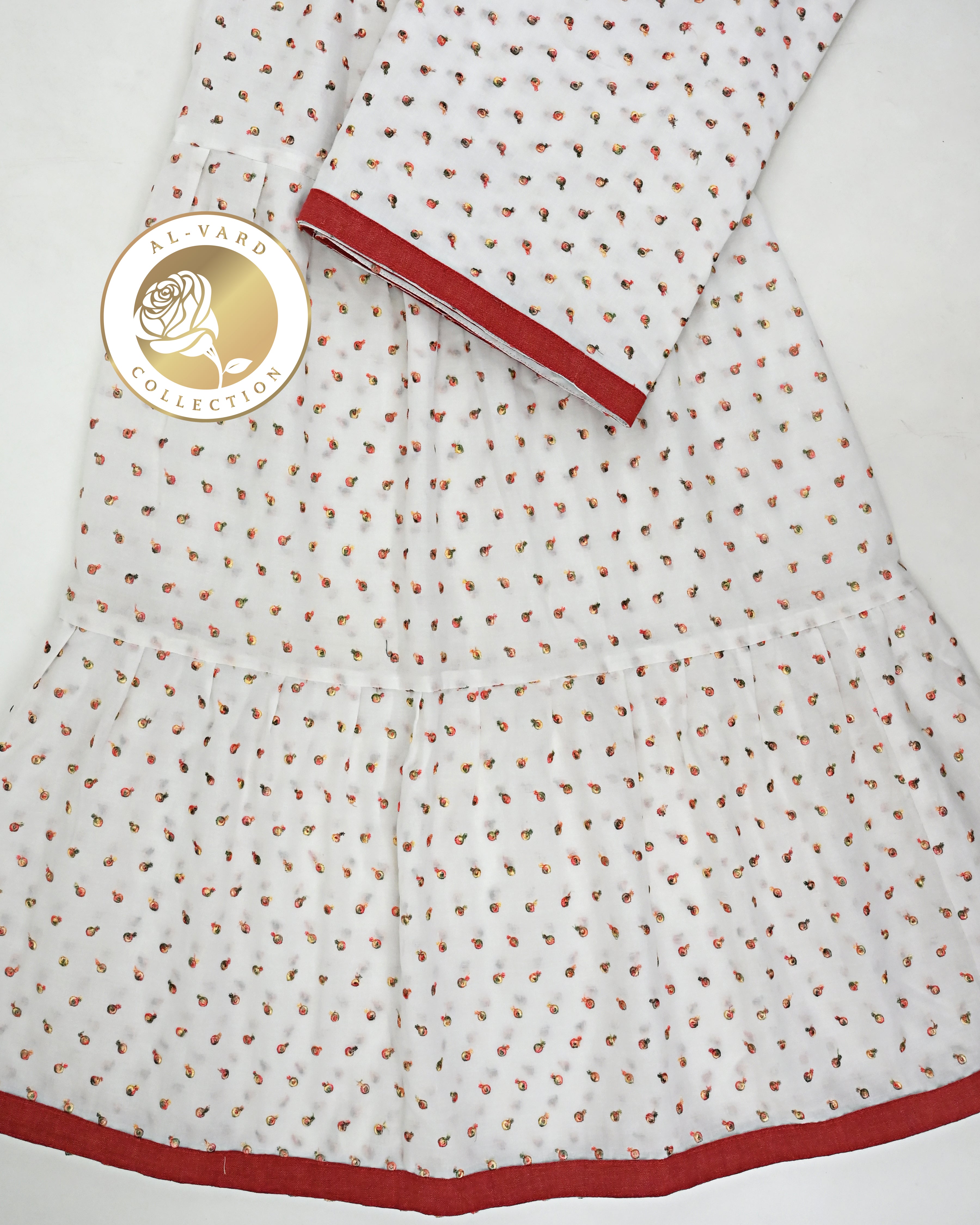 White Base Full Embroidery Booties Smart Skirt Style Rida With Orange Patti