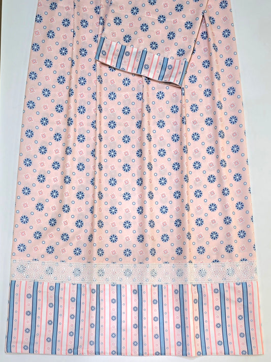 Baby Pink Printed Rida With Smart Printed Panel & Lace