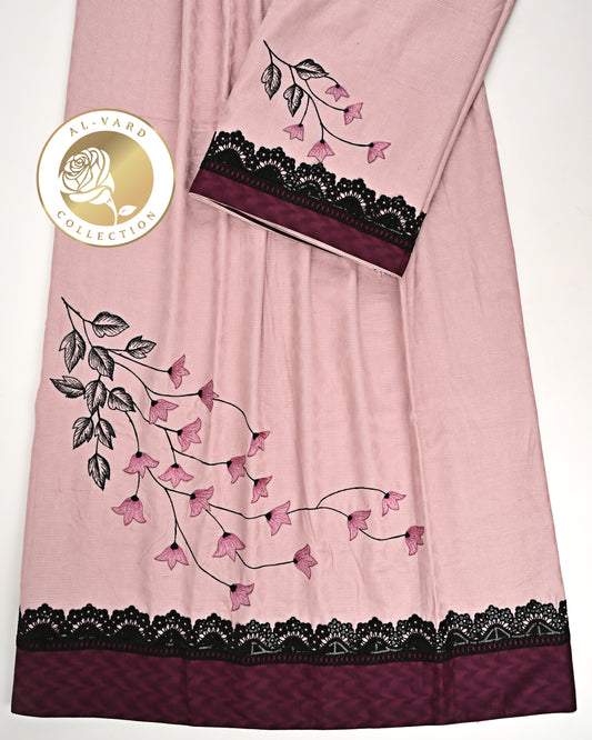 Dusty Pink With Smart Machine Floral Embroidery & Smart Lace