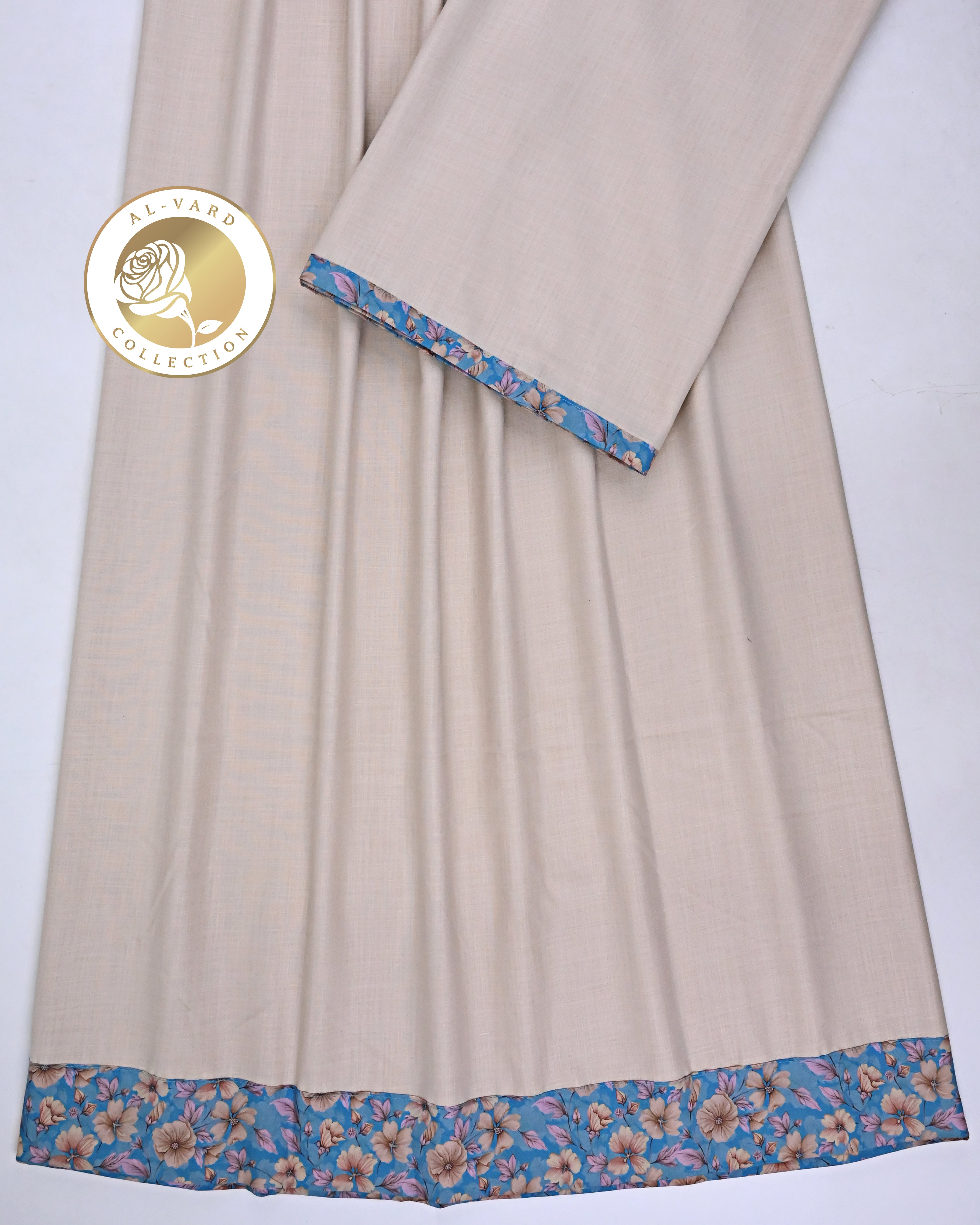 Beige Ohbat Rida With Smart Floral Small Panel