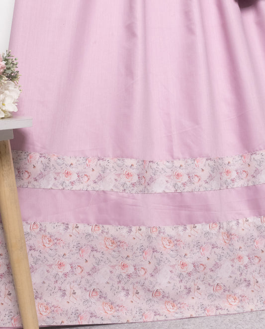 Onion Pink Ohbat Rida With Floral Panel