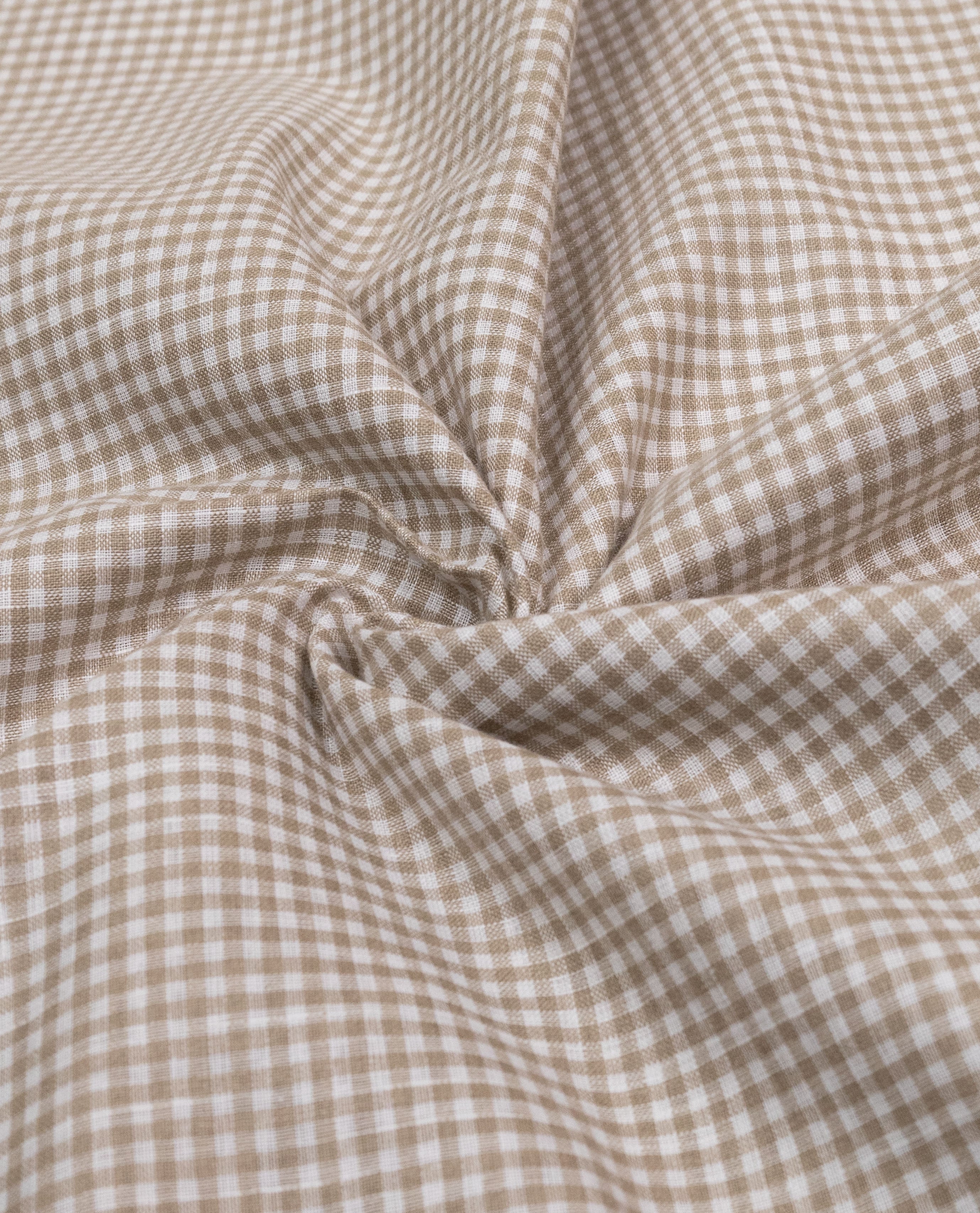 Beige Gingham Rida With Smart Lacing Panel & Beautiful Embroidery Floral Work