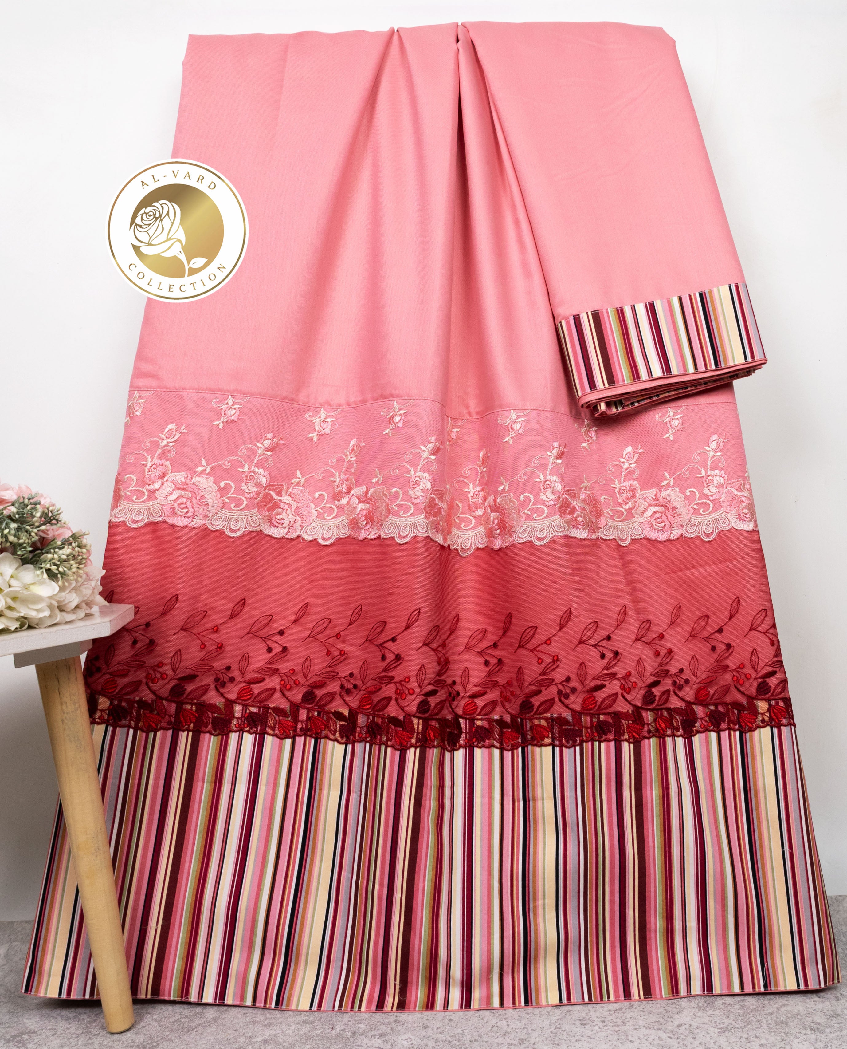 Light Coral Pink Rida With Smart Multi Color Stripes Panel & Smart Floral Lacing