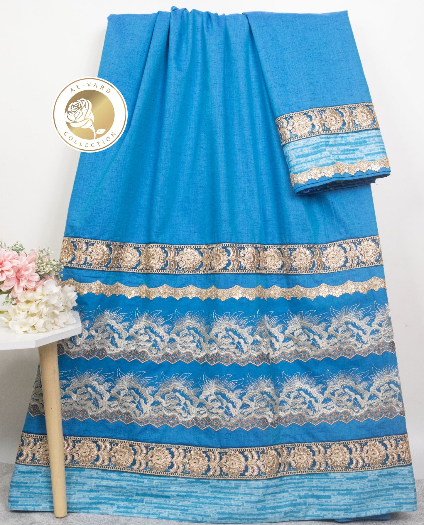 Turquoise Blue Rida With Beautiful & Heavy Lacing