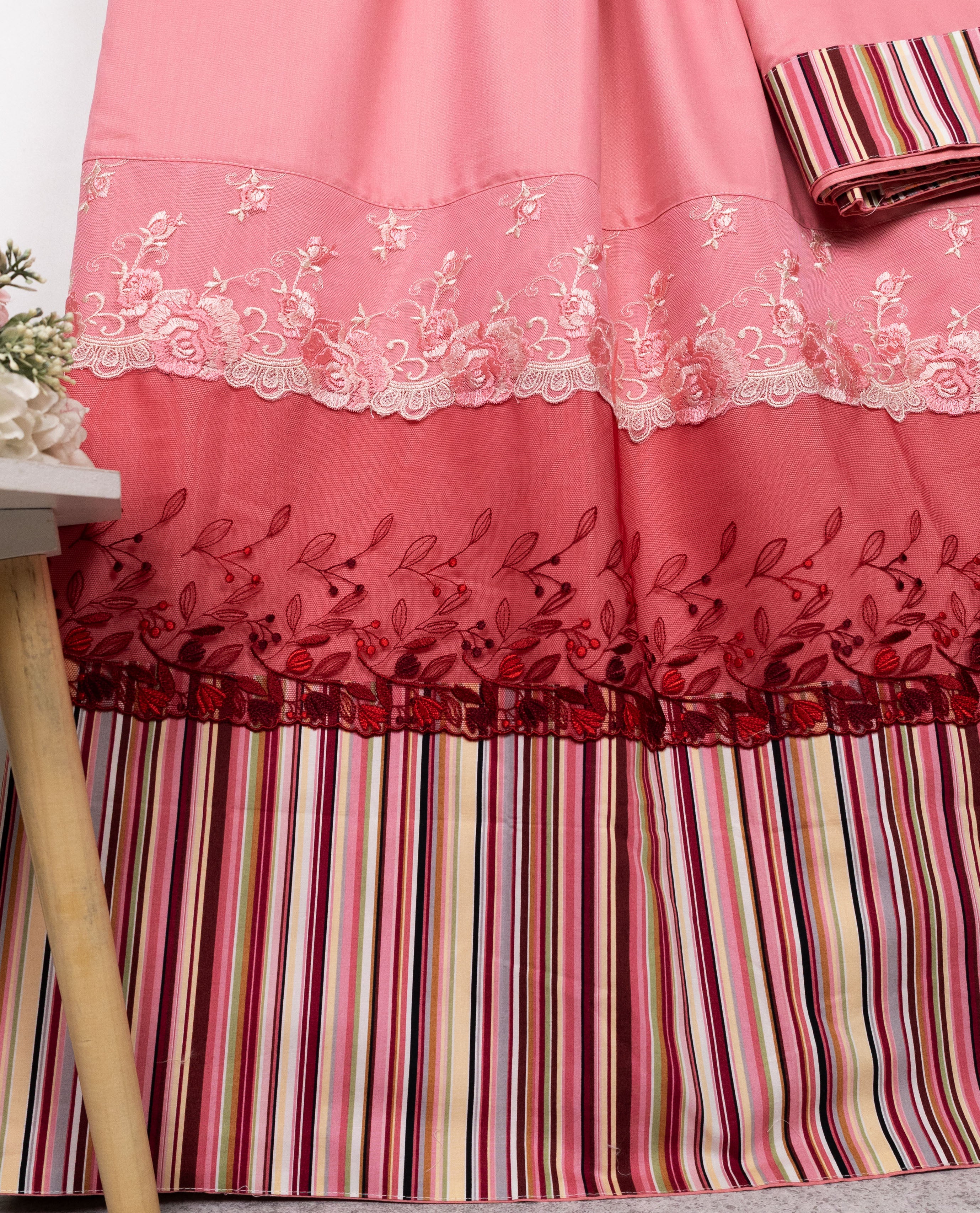 Light Coral Pink Rida With Smart Multi Color Stripes Panel & Smart Floral Lacing
