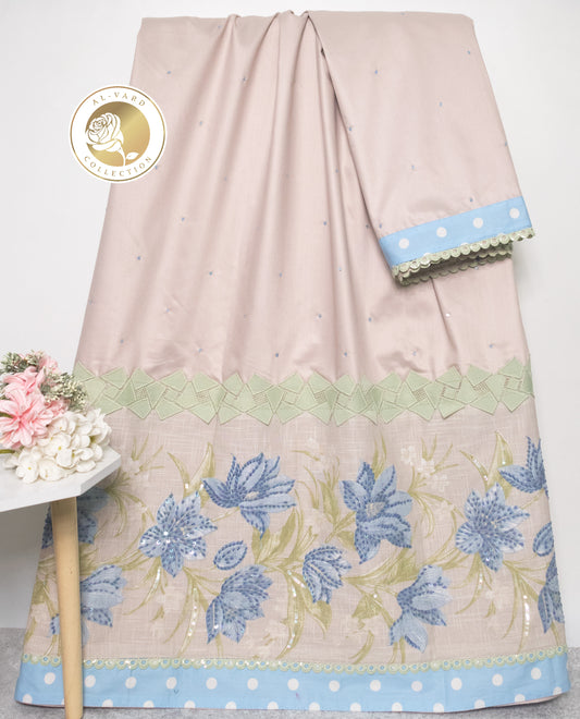 Beige Rida With Smart Floral Lace With Lite Aari Touch Up & Panel
