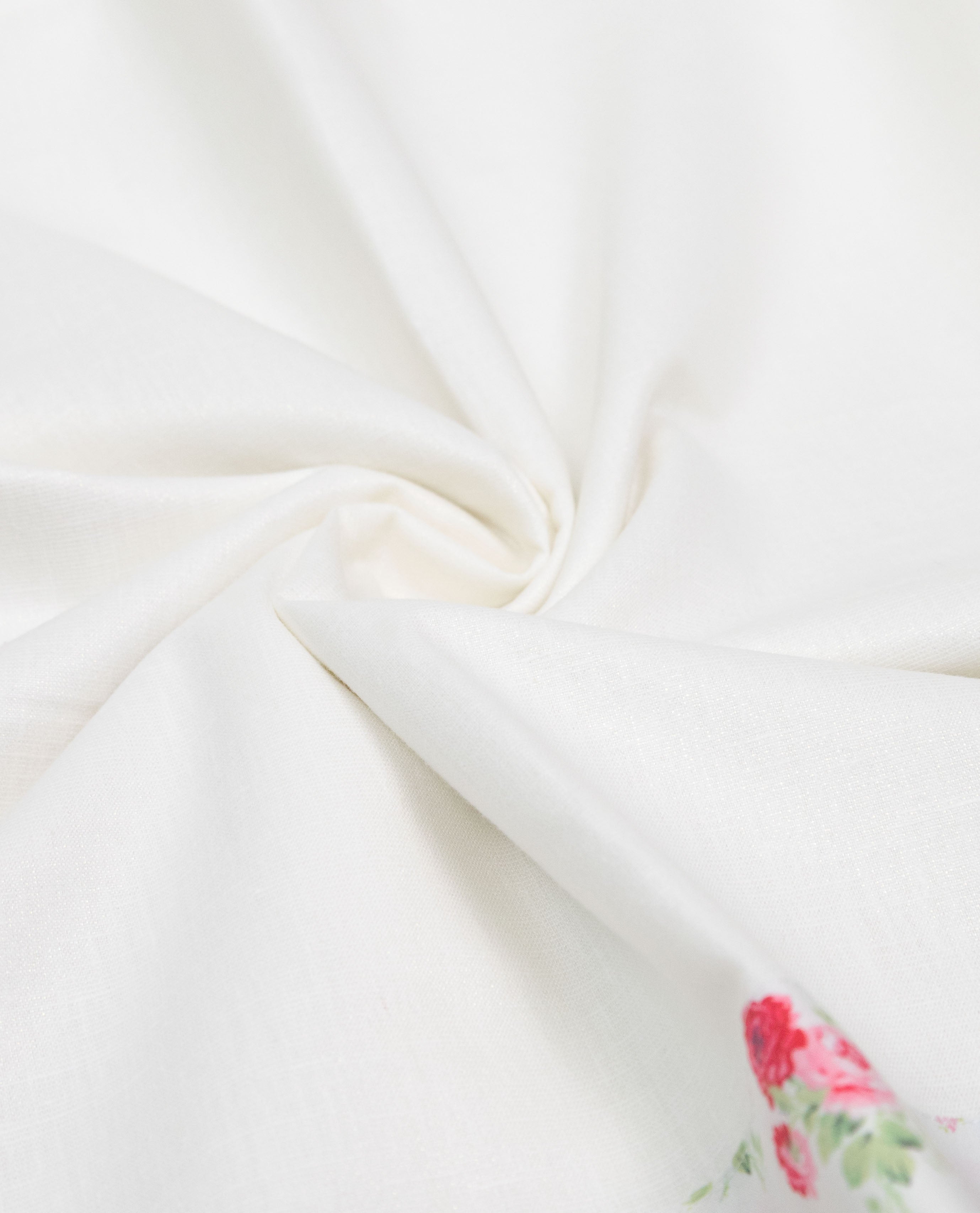 White Rida With Smart Floral Printed High Panel & Red Hakoba Lace