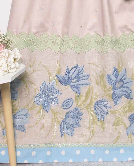 Beige Rida With Smart Floral Lace With Lite Aari Touch Up & Panel