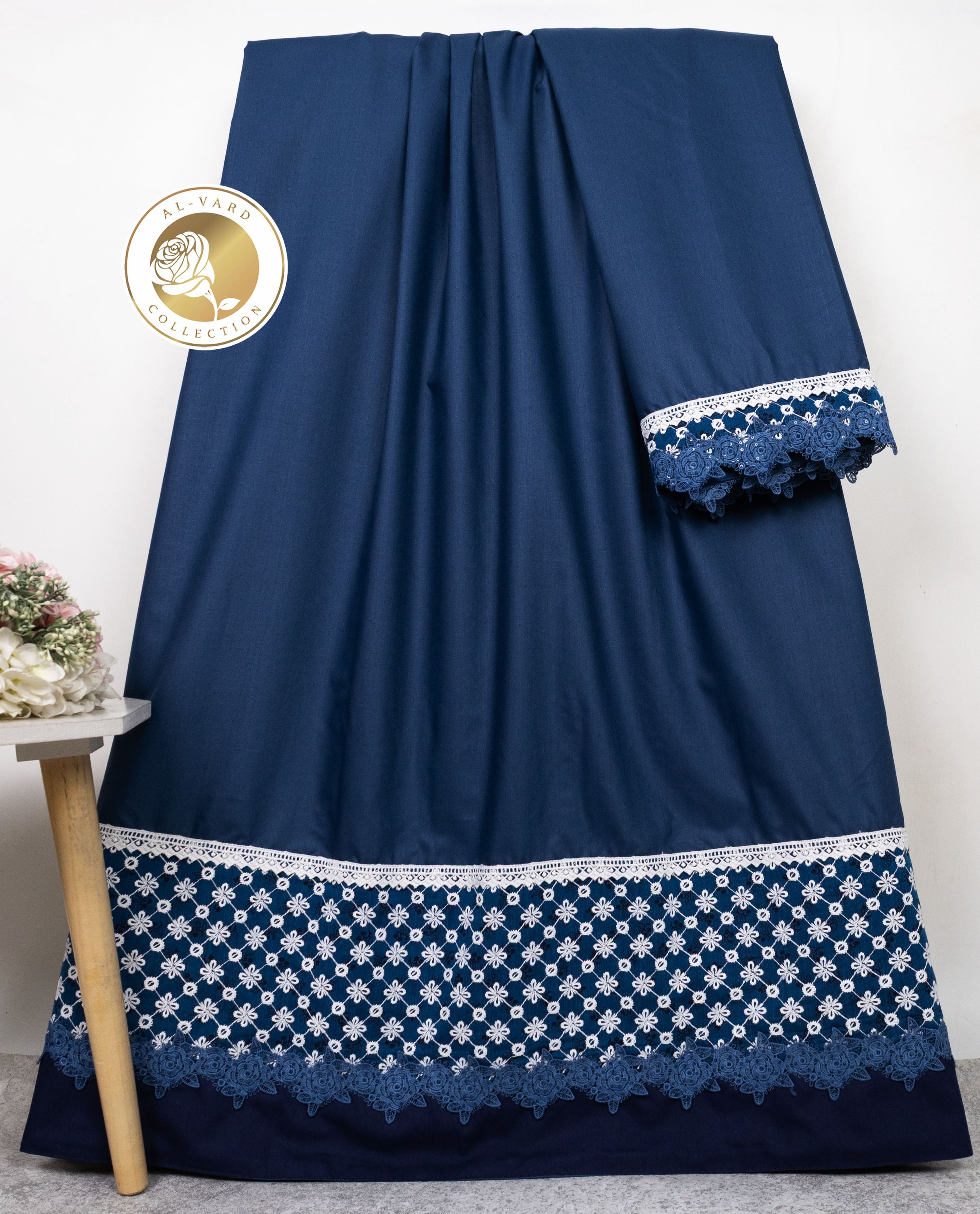 Navy Blue Rida With Smart Floral Lace & Smart Dark Panel