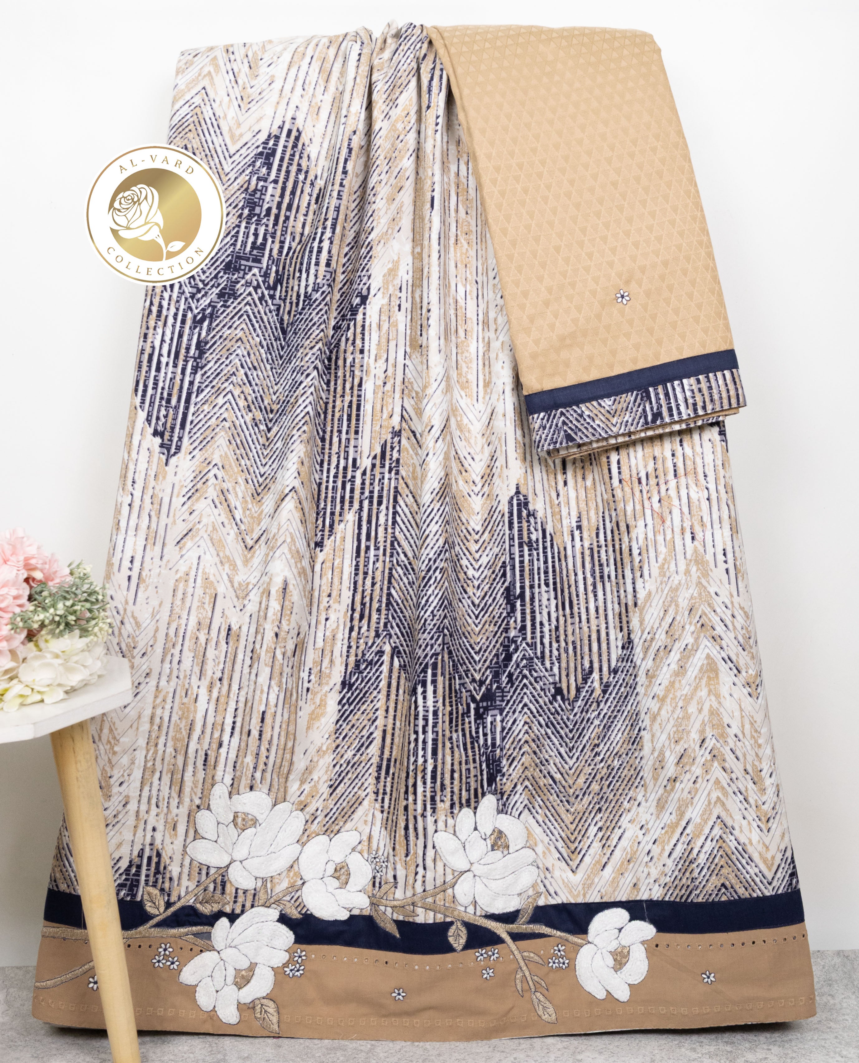 Beige Rida With Smart Design Printed & Floral Work