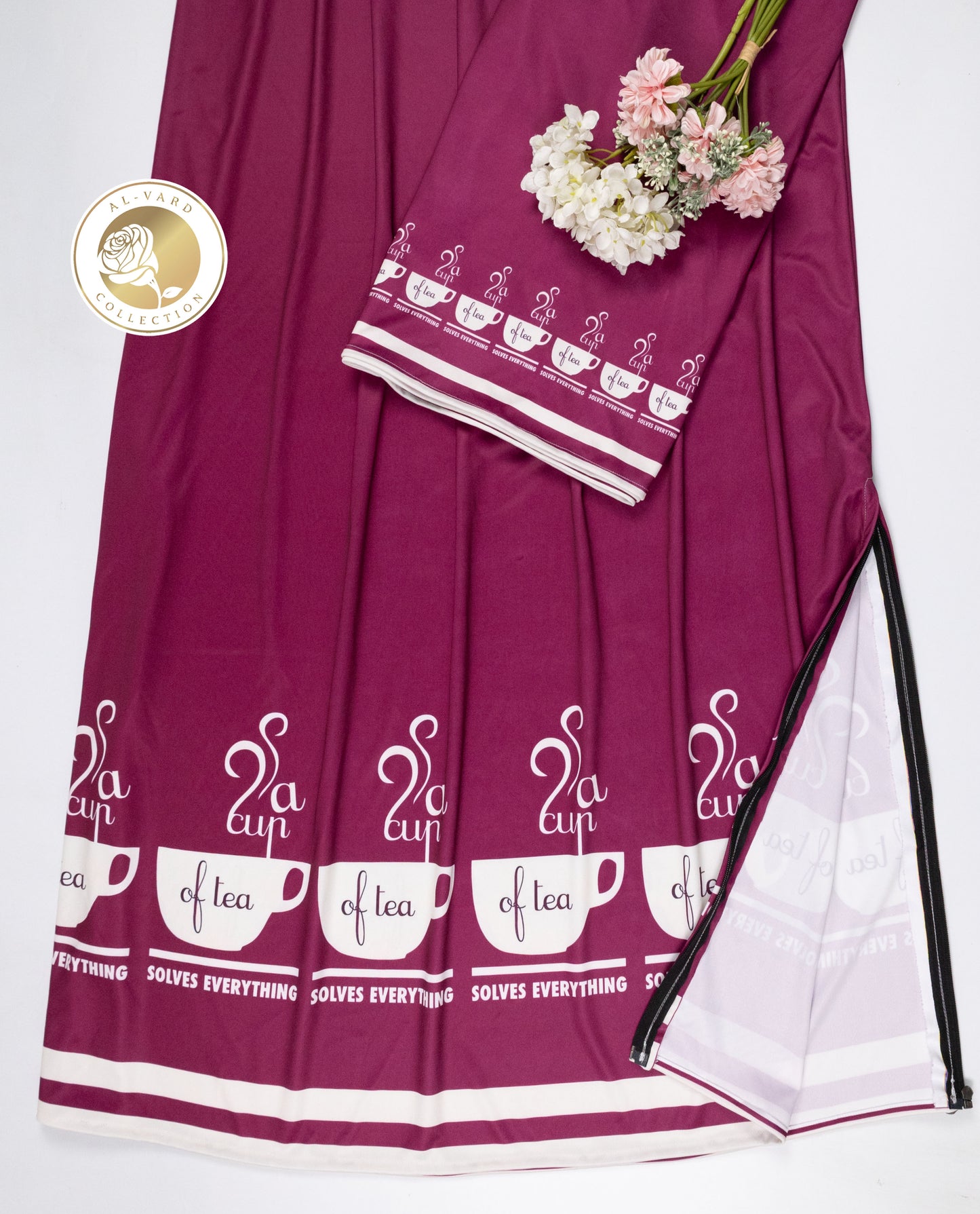 Jam Purple Swim Wear With Quoted A Cup Of Tea Solves Everything With Objects