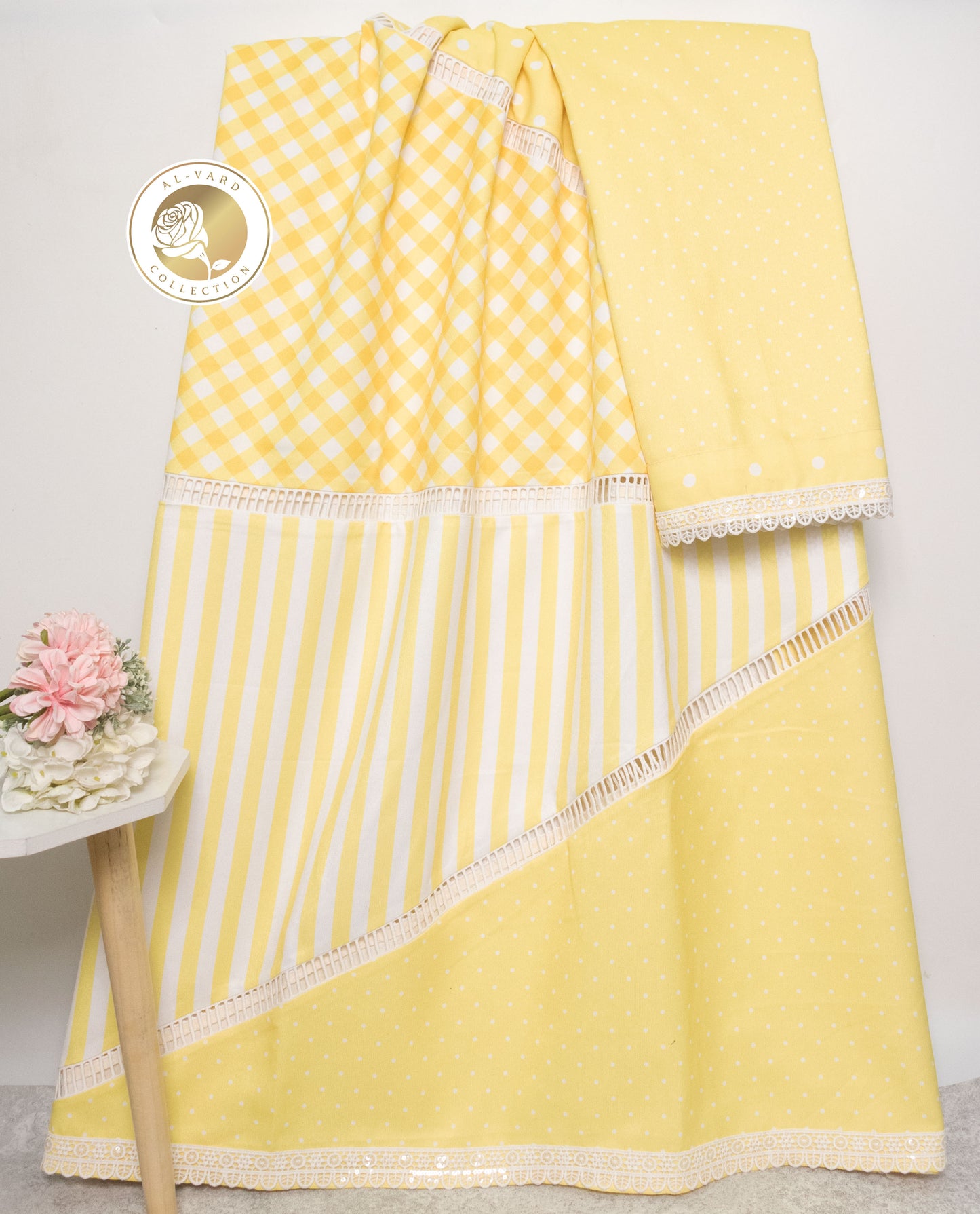 Mango Yellow Rida With Fancy Pattern & Lacing
