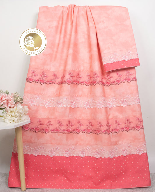 Peach Marble Rida With Smart Panel & Floral Lace