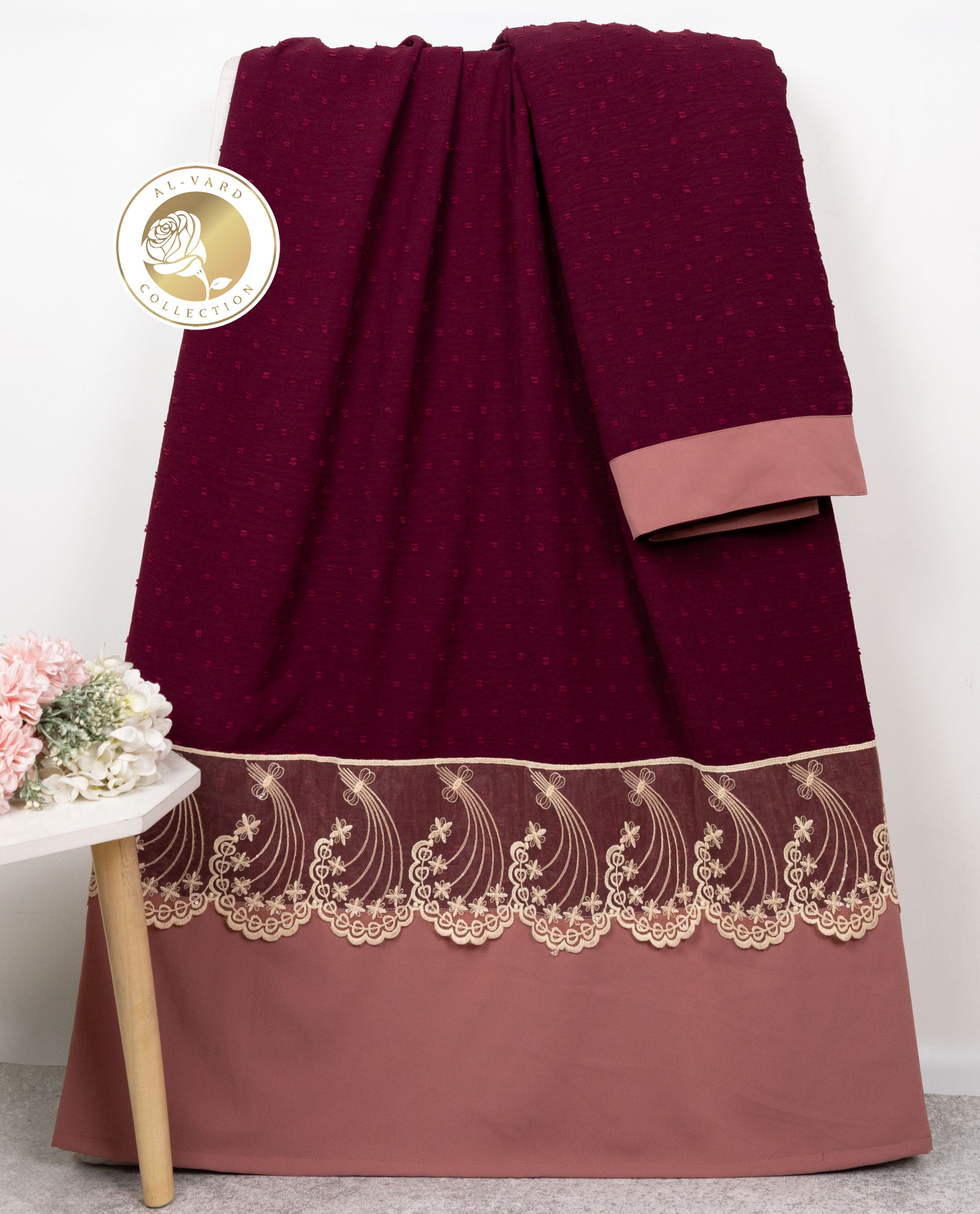 Burgundy Raffle Rida With Smart Lacing & Smart Abaya Panel