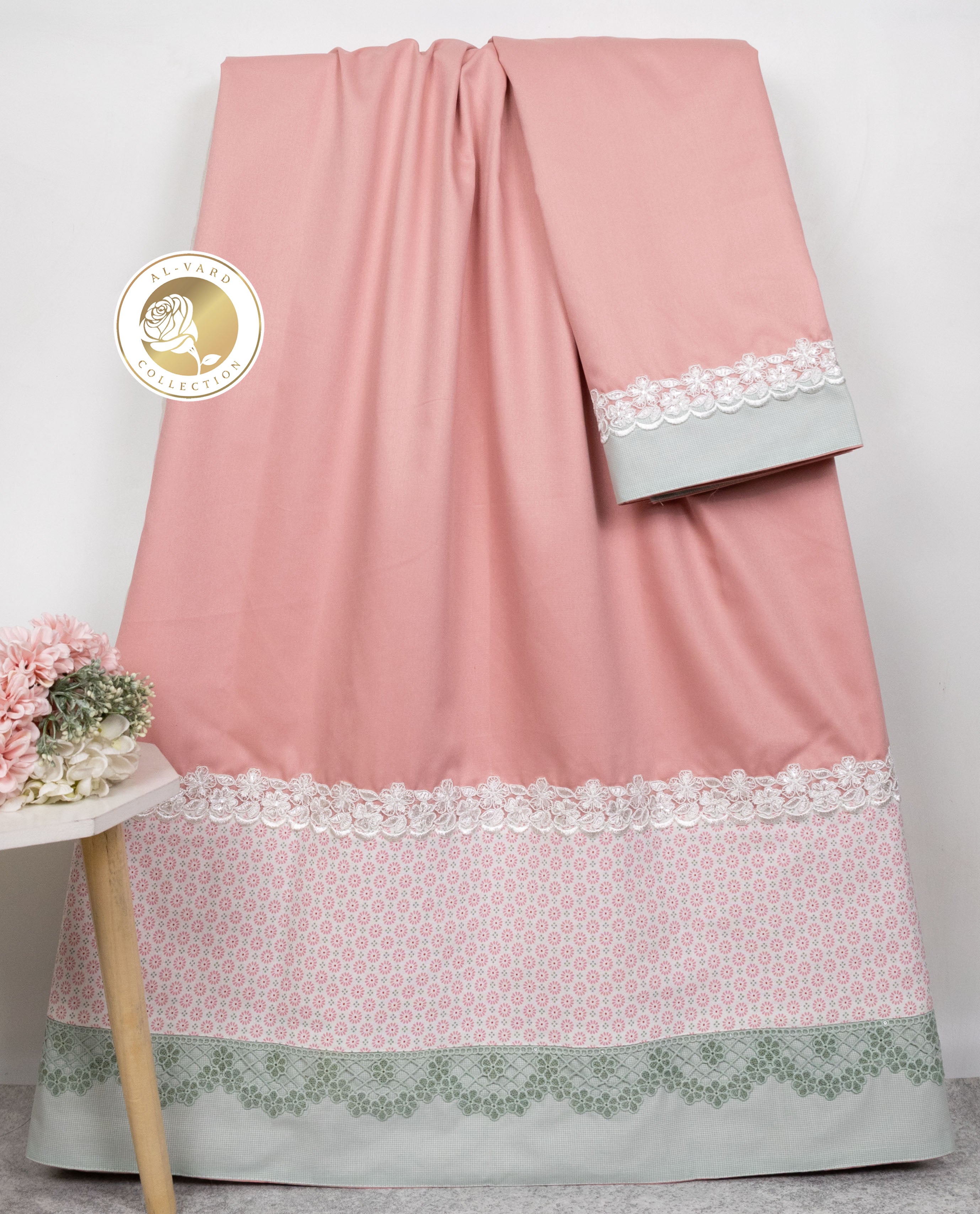 Blush Pink Rida With Smart Printed Panel & Smart Lace