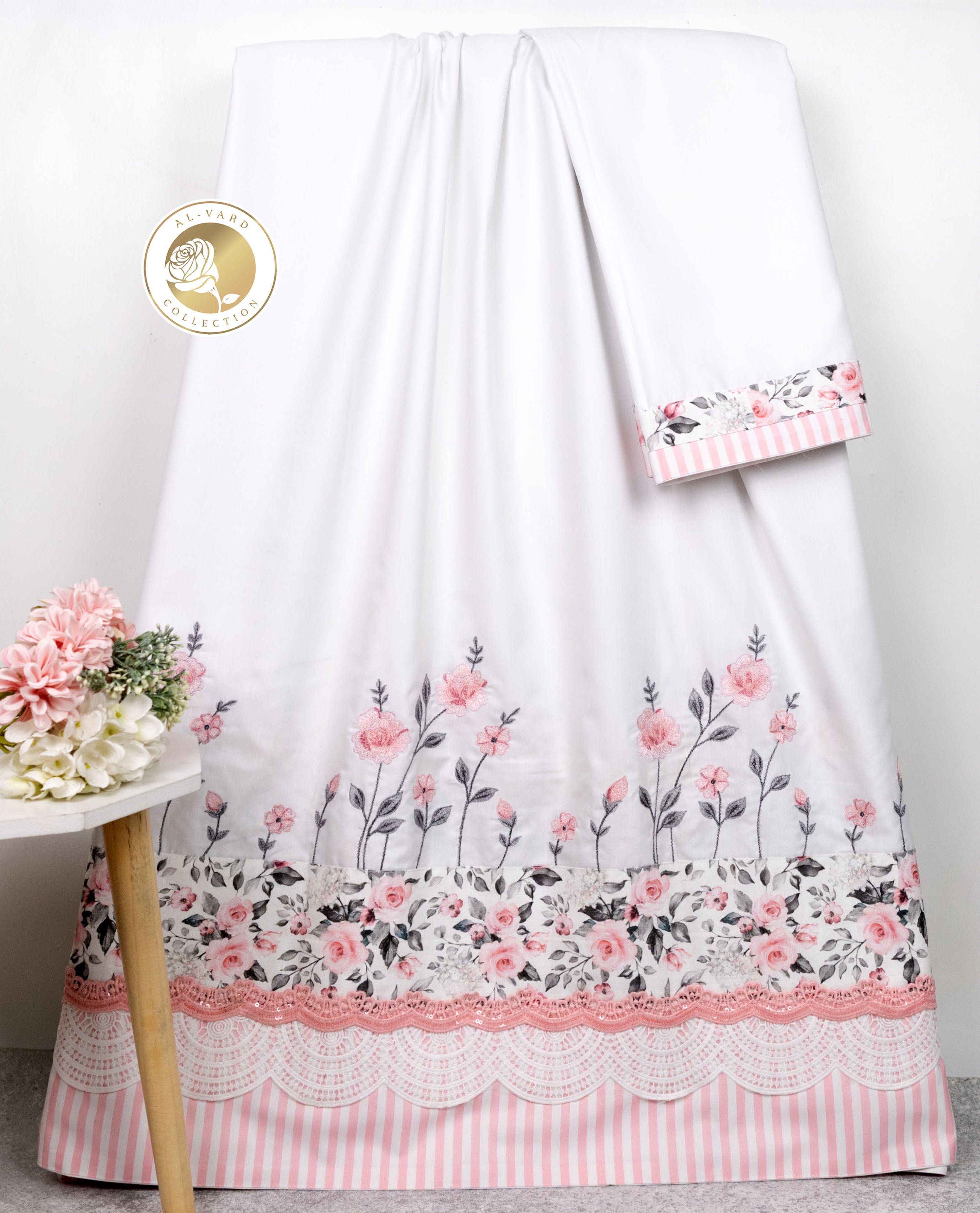 White Rida With Beautiful Floral Embroidery Smart Lace & Smart Panel