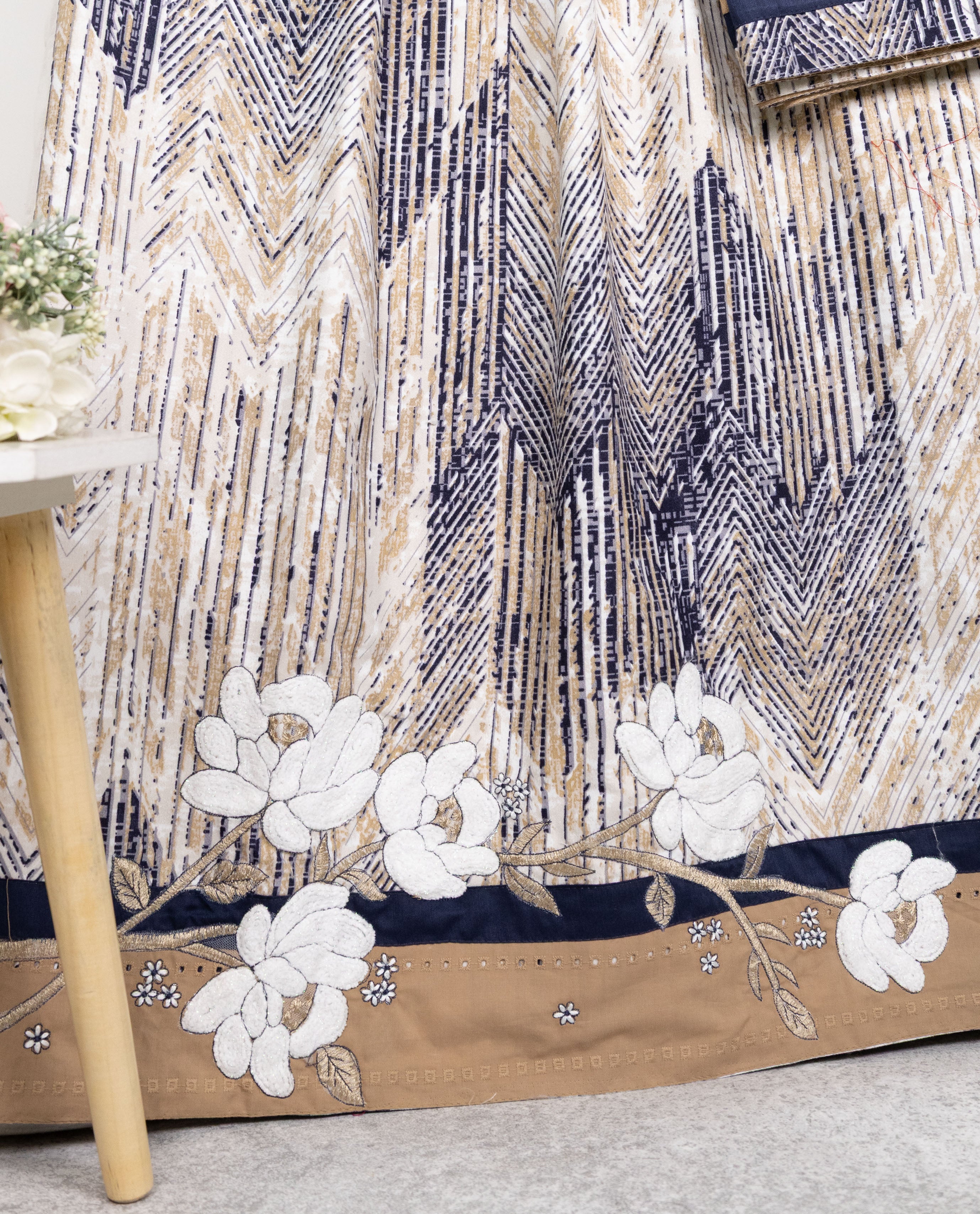 Beige Rida With Smart Design Printed & Floral Work