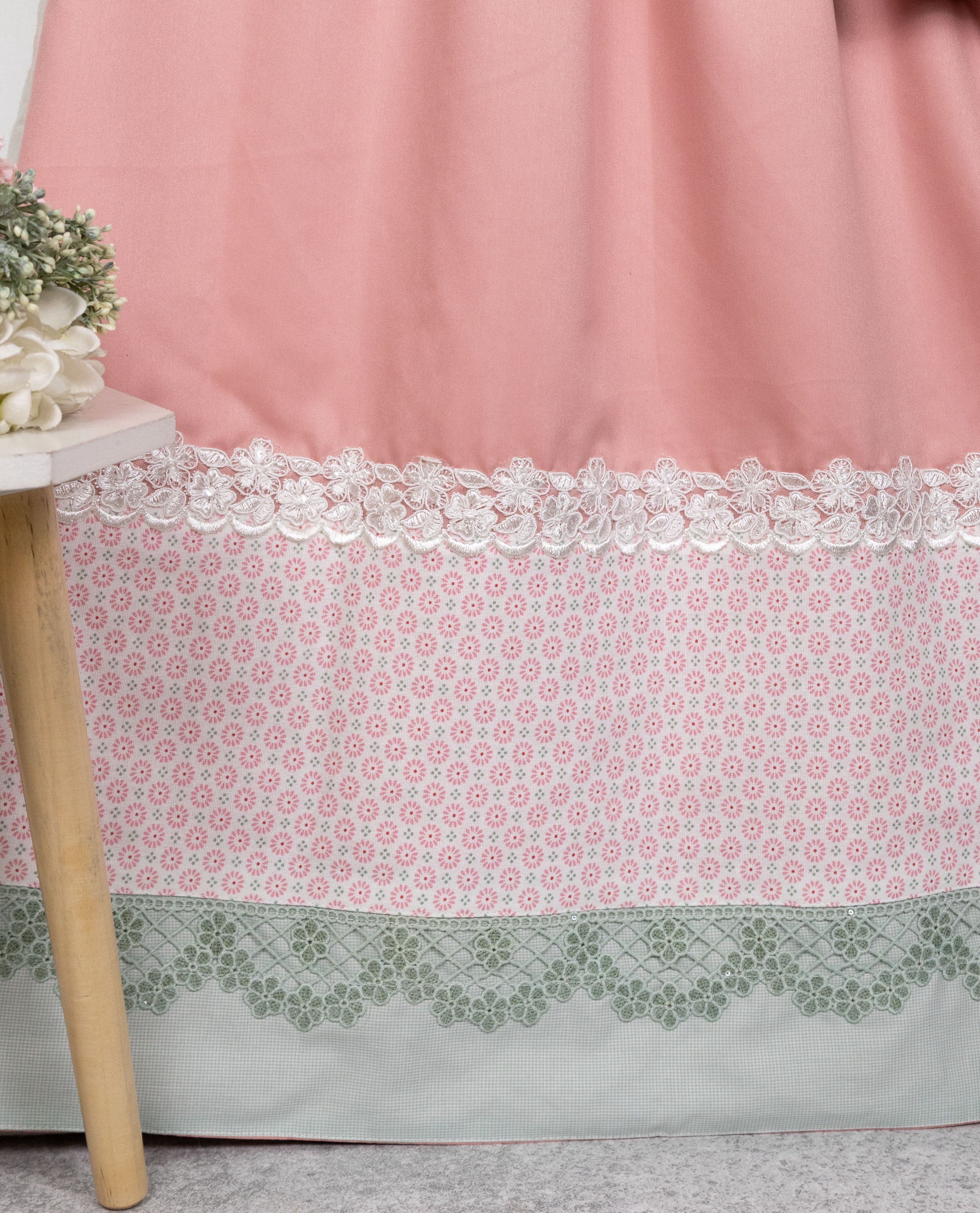 Blush Pink Rida With Smart Printed Panel & Smart Lace