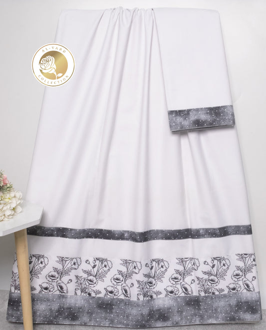 White Ohbat Rida With Smart Floral Panel