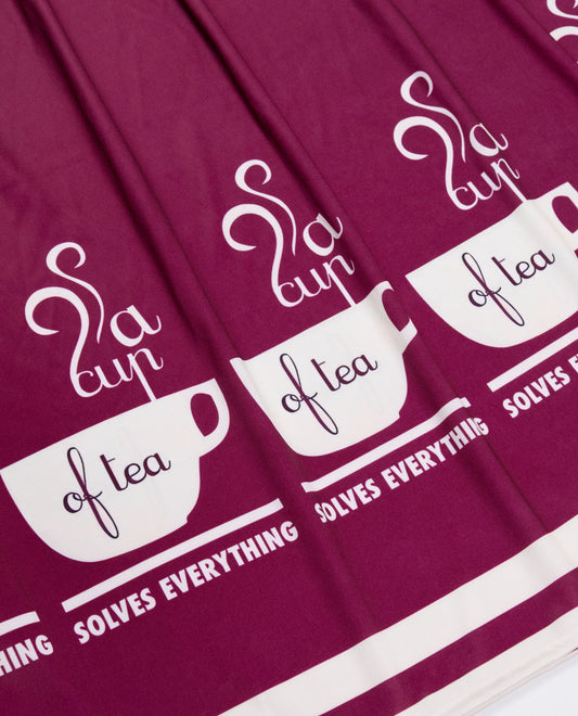 Jam Purple Swim Wear With Quoted A Cup Of Tea Solves Everything With Objects