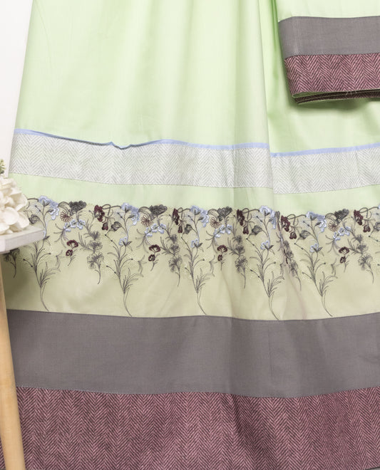 Pistachio Rida With Smart Floral Lace & Smart Plain Panel