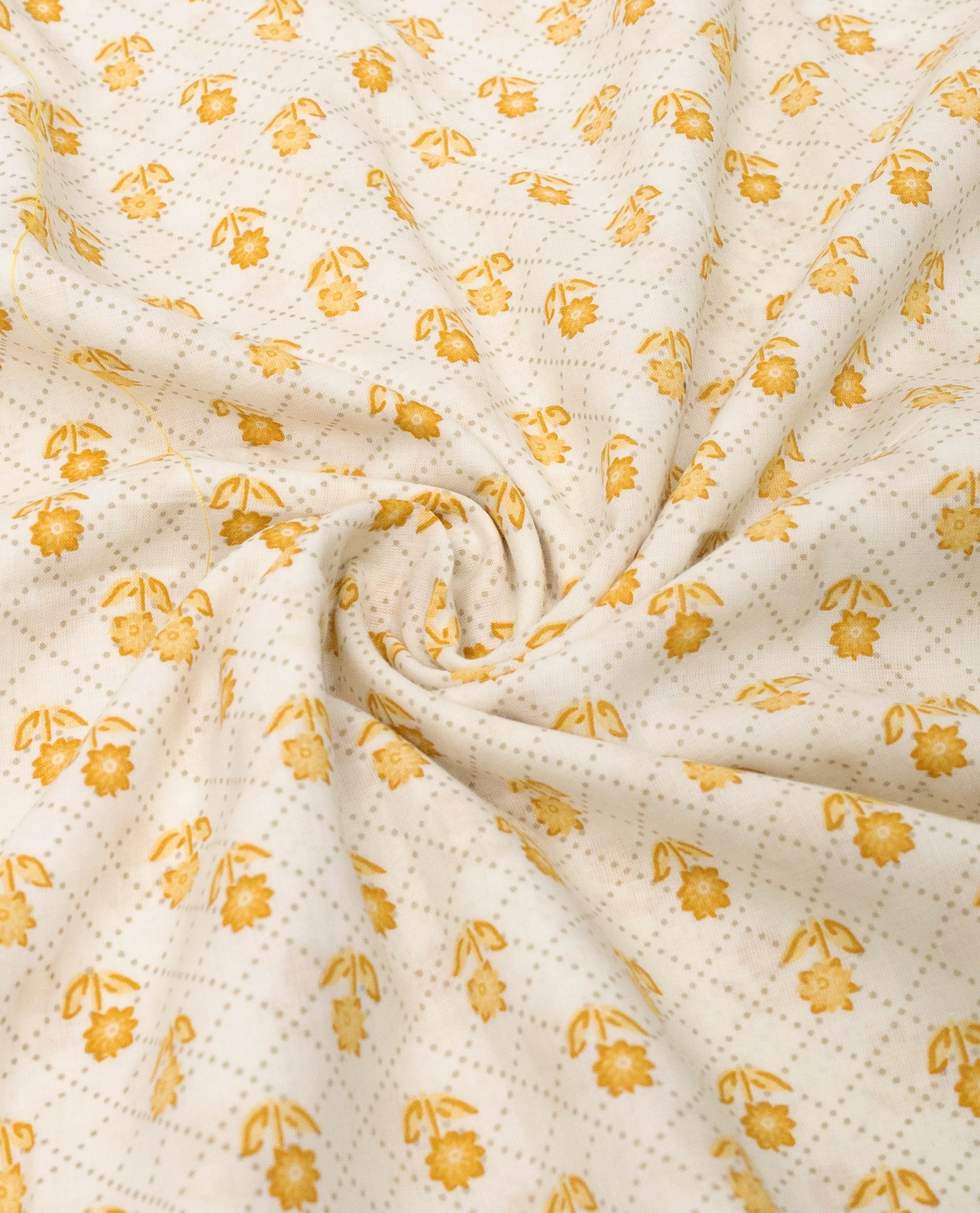 Ivory Base Mustard Batik Rida With Smart Floral Design Lace & Smart Batik Panel-1450/-