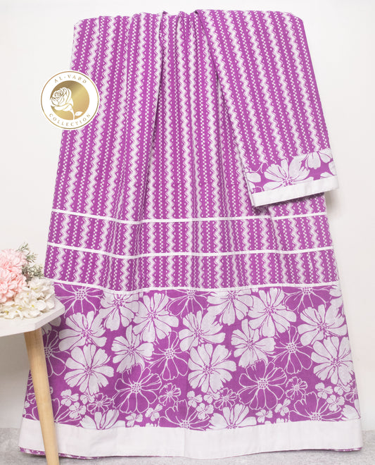 Pastle Lilac Ash Batik Rida With Smart Floral Batik Panel & Pipin