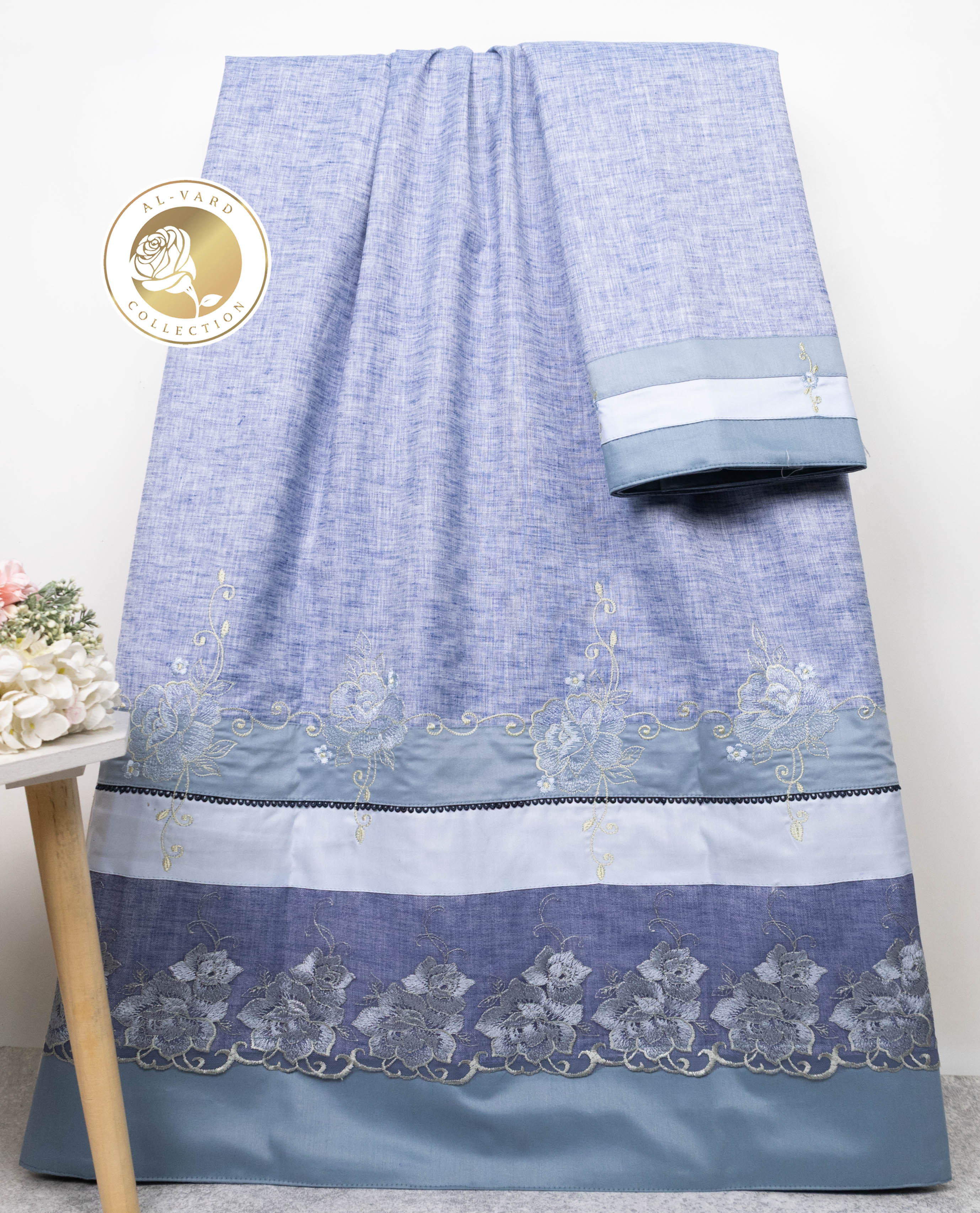 Denim Blue Rida With Smart Floral Embroidery & Smart Dark Floral Design Lacing
