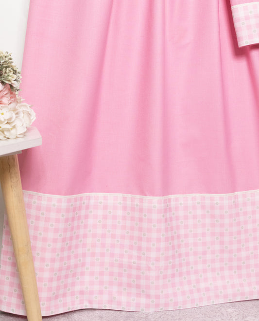 Baby Pink Ohbat Rida With Smart Printed Panel