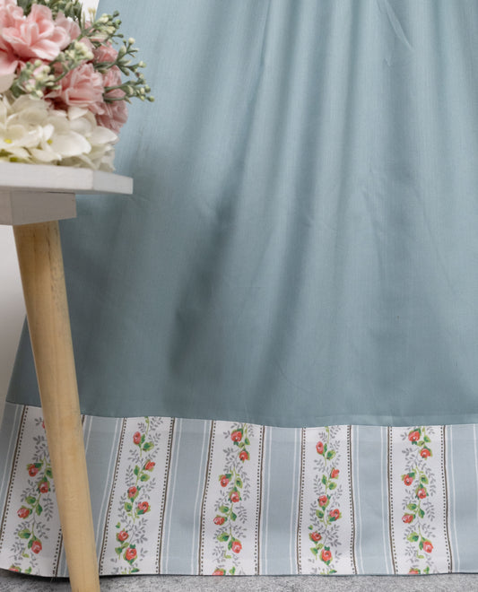 Duck Egg Blue Rida With Smart Floral Panel