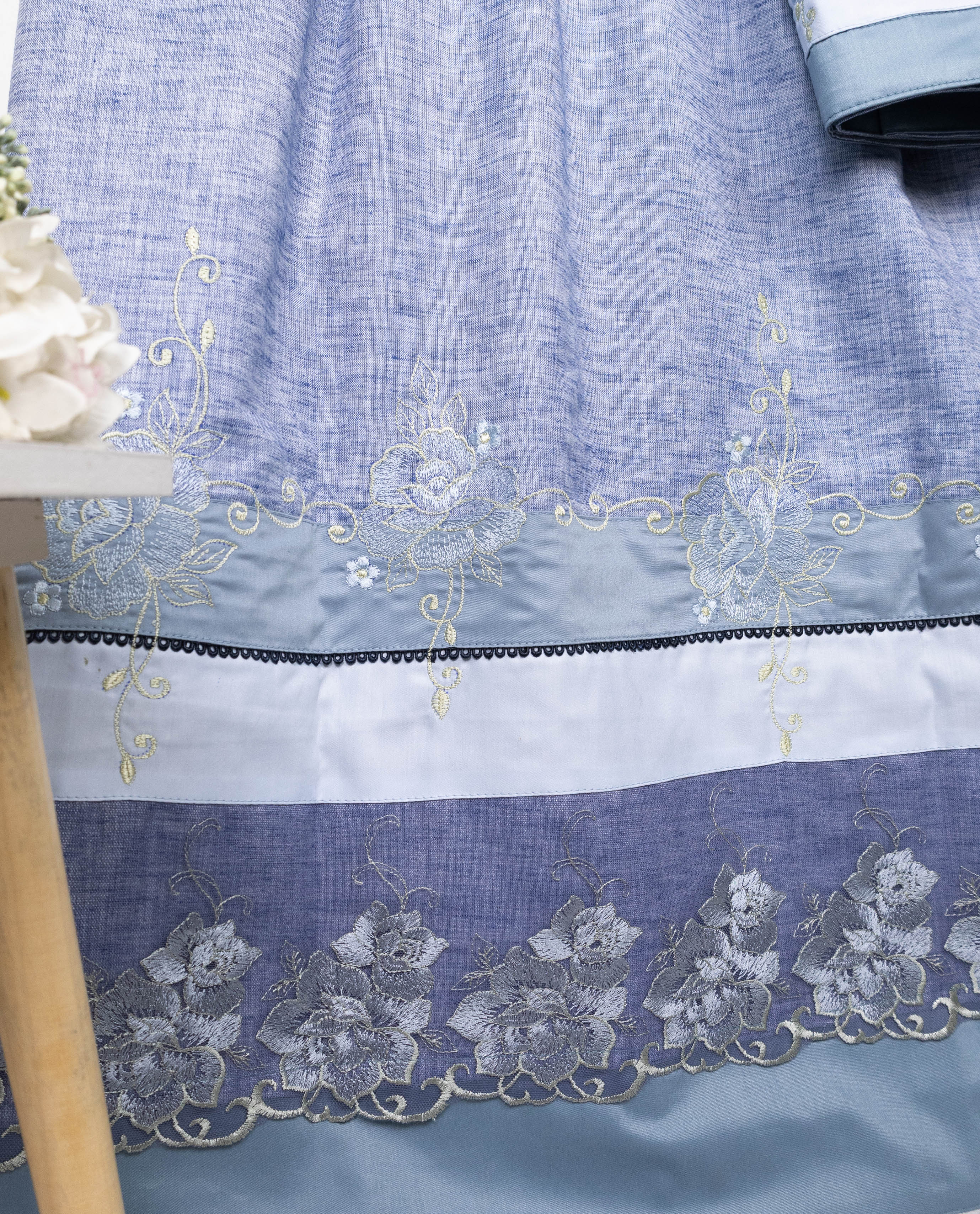 Denim Blue Rida With Smart Floral Embroidery & Smart Dark Floral Design Lacing