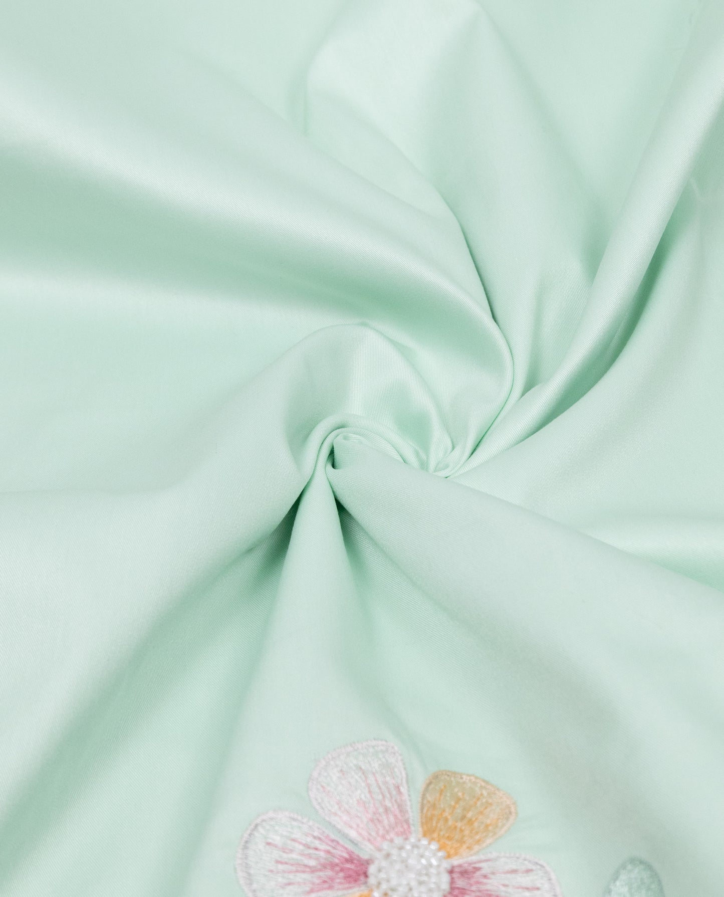 Mint Green With Smart Design Panel & Smart Floral Embroidery Work