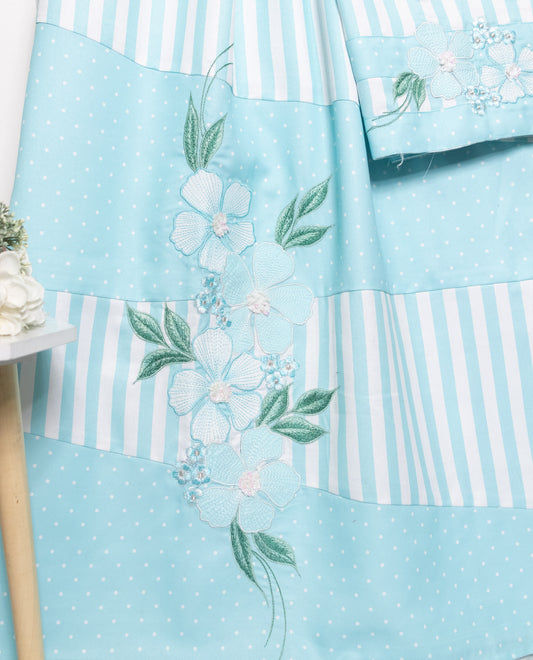 Light Blue Rida With Smart Pattern & Floral Work