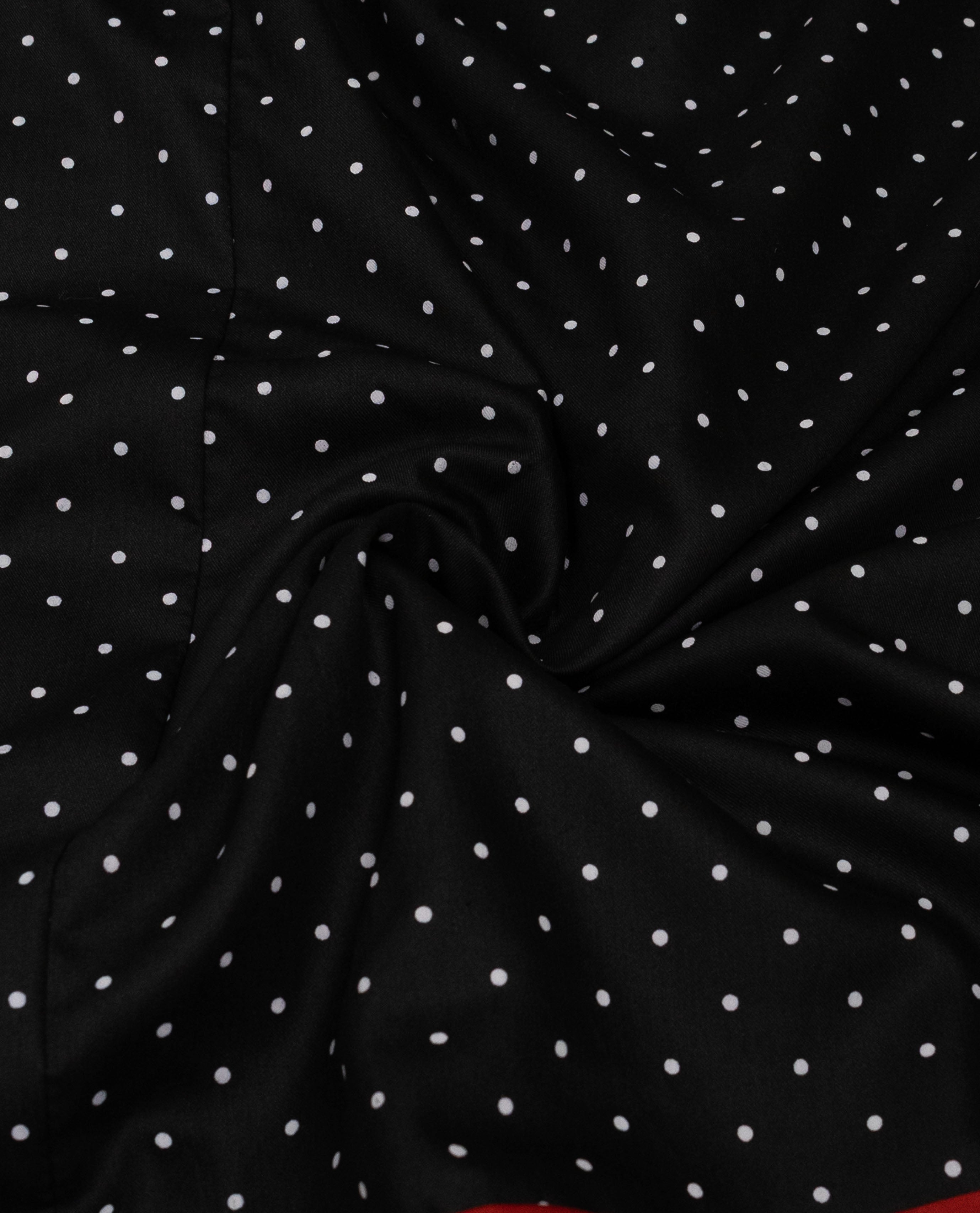 Black Base White Dots Rida With Smart Floral Lace & Smart Mini Checks Panel