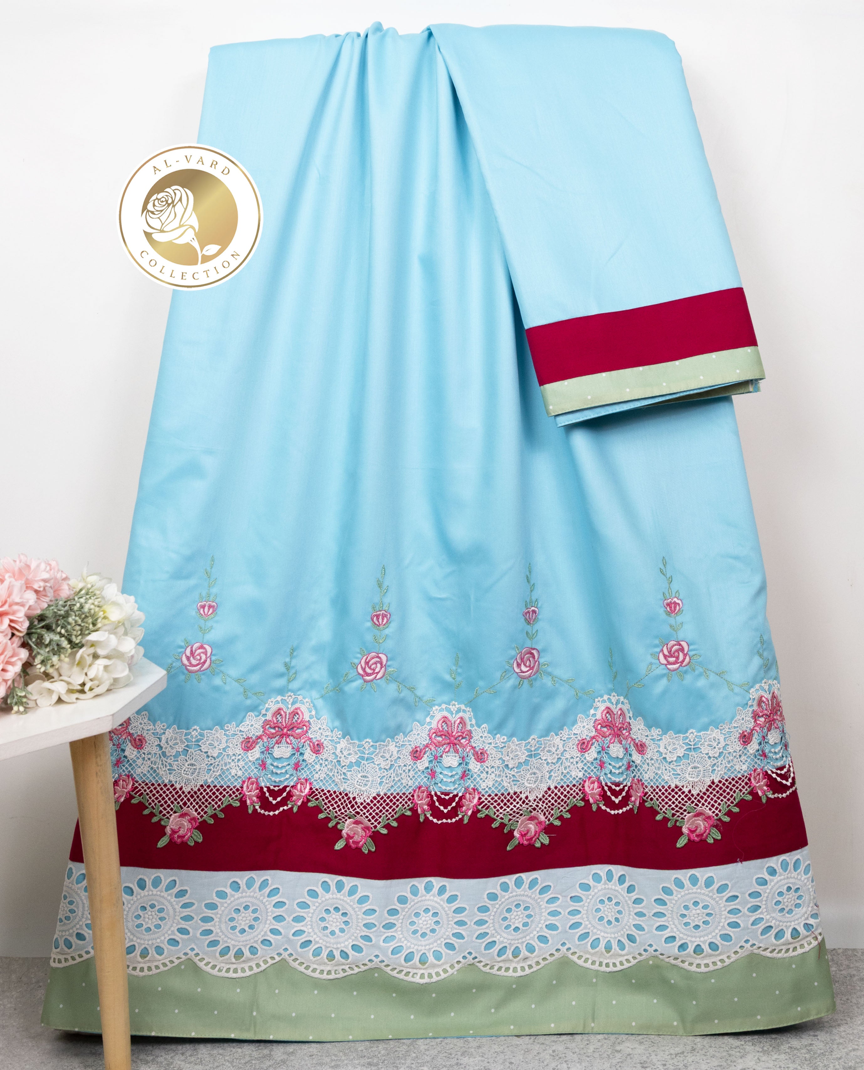 Light Blue Rida With Smart Lacing Panel & Smart Floral Work Border