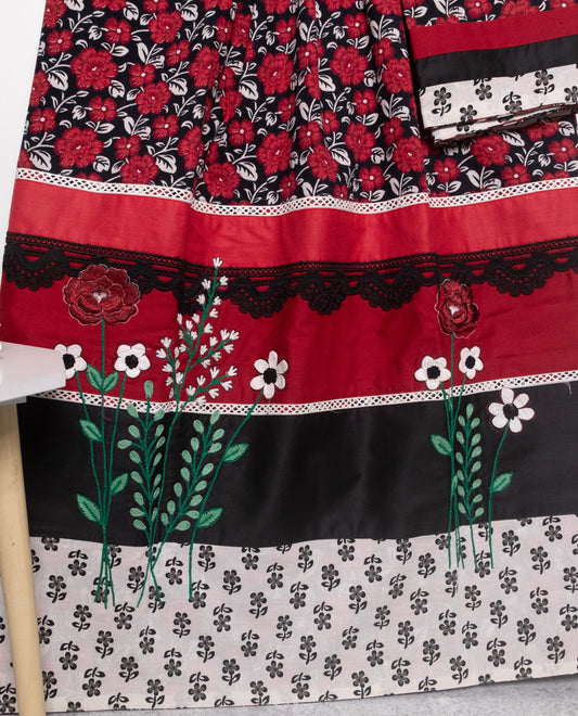 Black Base Floral Printed Rida With Smart Panel & Smart Work