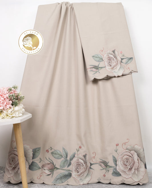 Light Tan Rida With Smart Applique Floral & Embroidery Work-