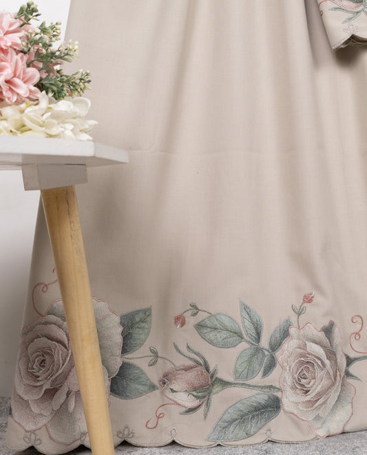 Light Tan Rida With Smart Applique Floral & Embroidery Work-