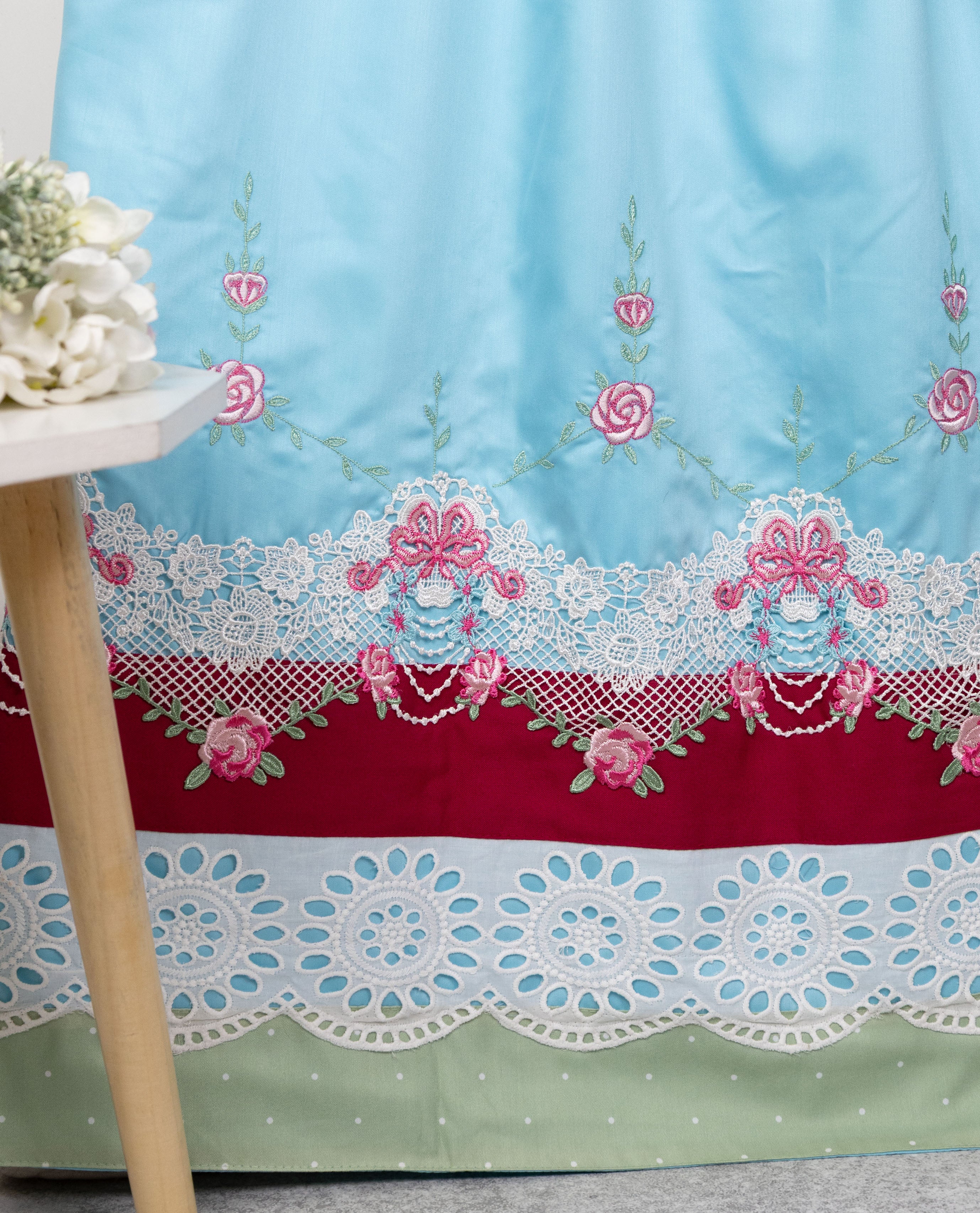 Light Blue Rida With Smart Lacing Panel & Smart Floral Work Border