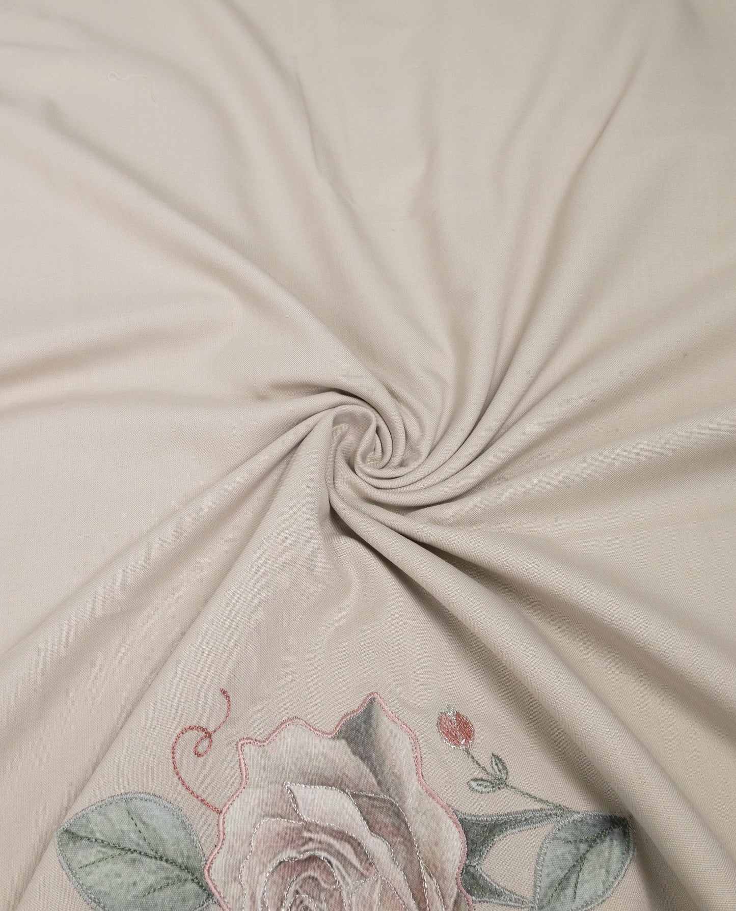 Light Tan Rida With Smart Applique Floral & Embroidery Work-